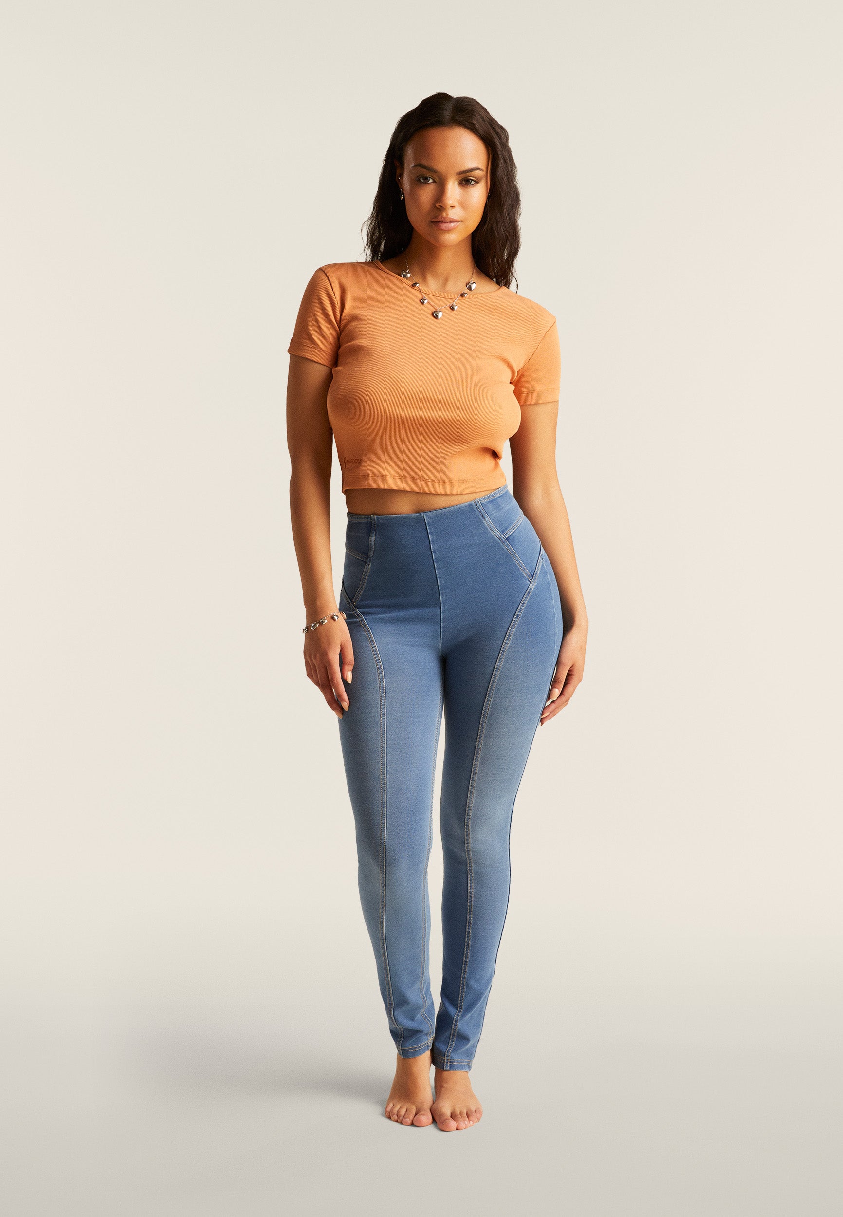 freddy-n-o-w-jeggings-skinny-taille-haute-femme-coton-bio-effet-denim image 2