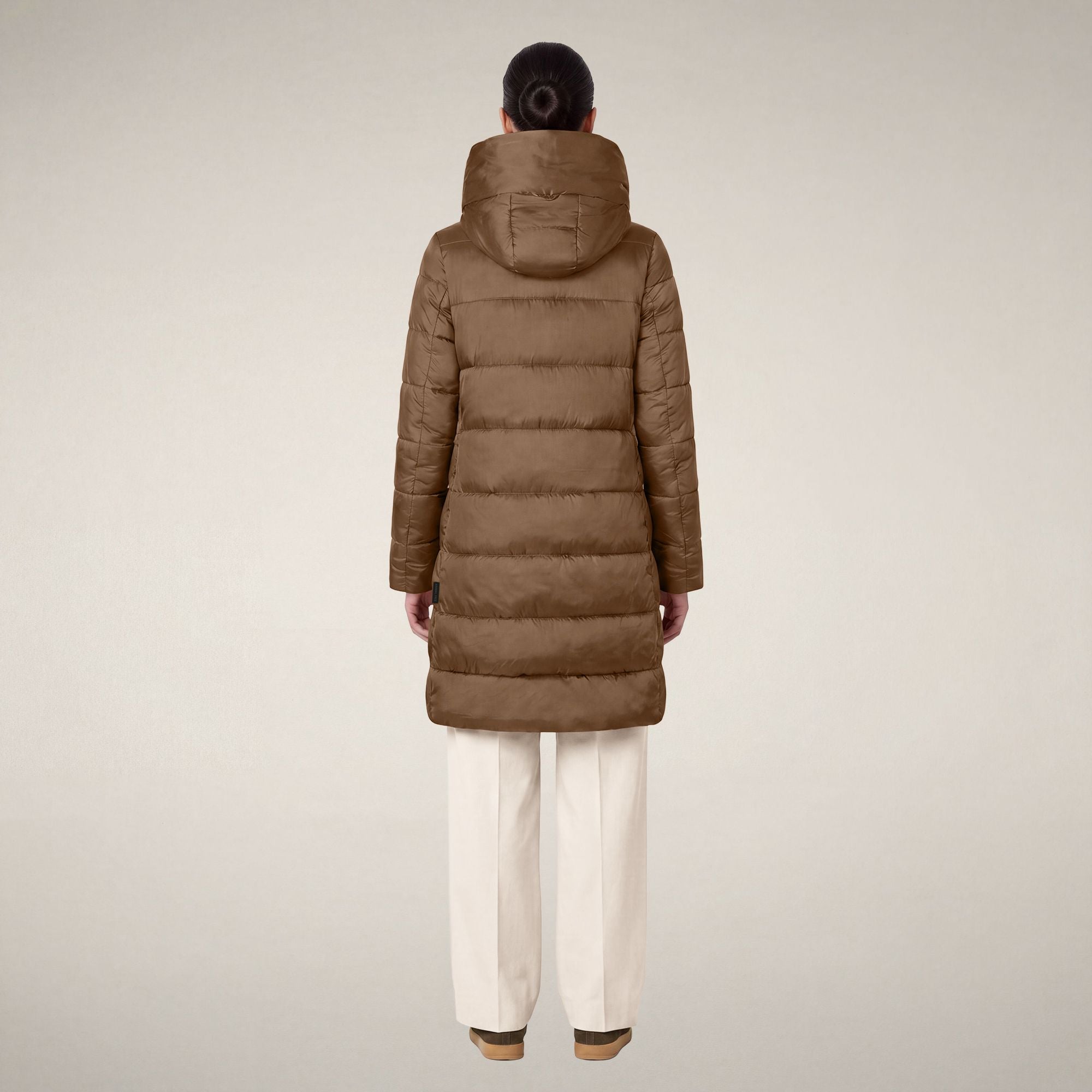 save-the-duck-lysa-doudoune-longue-femme-marron-noisette image 2