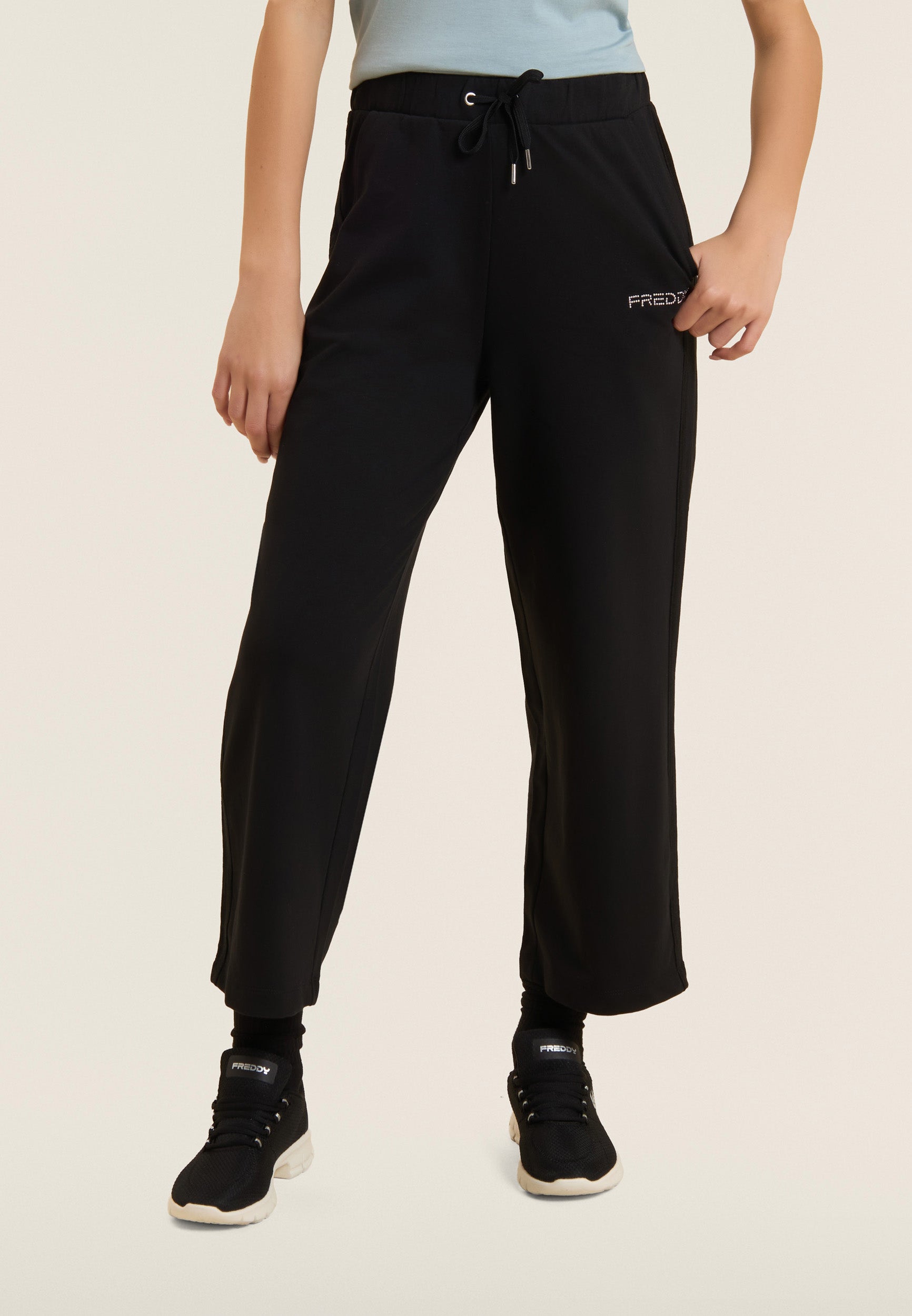 freddy-pantalon-sport-cropped-comfort-wide-leg-femme image 1