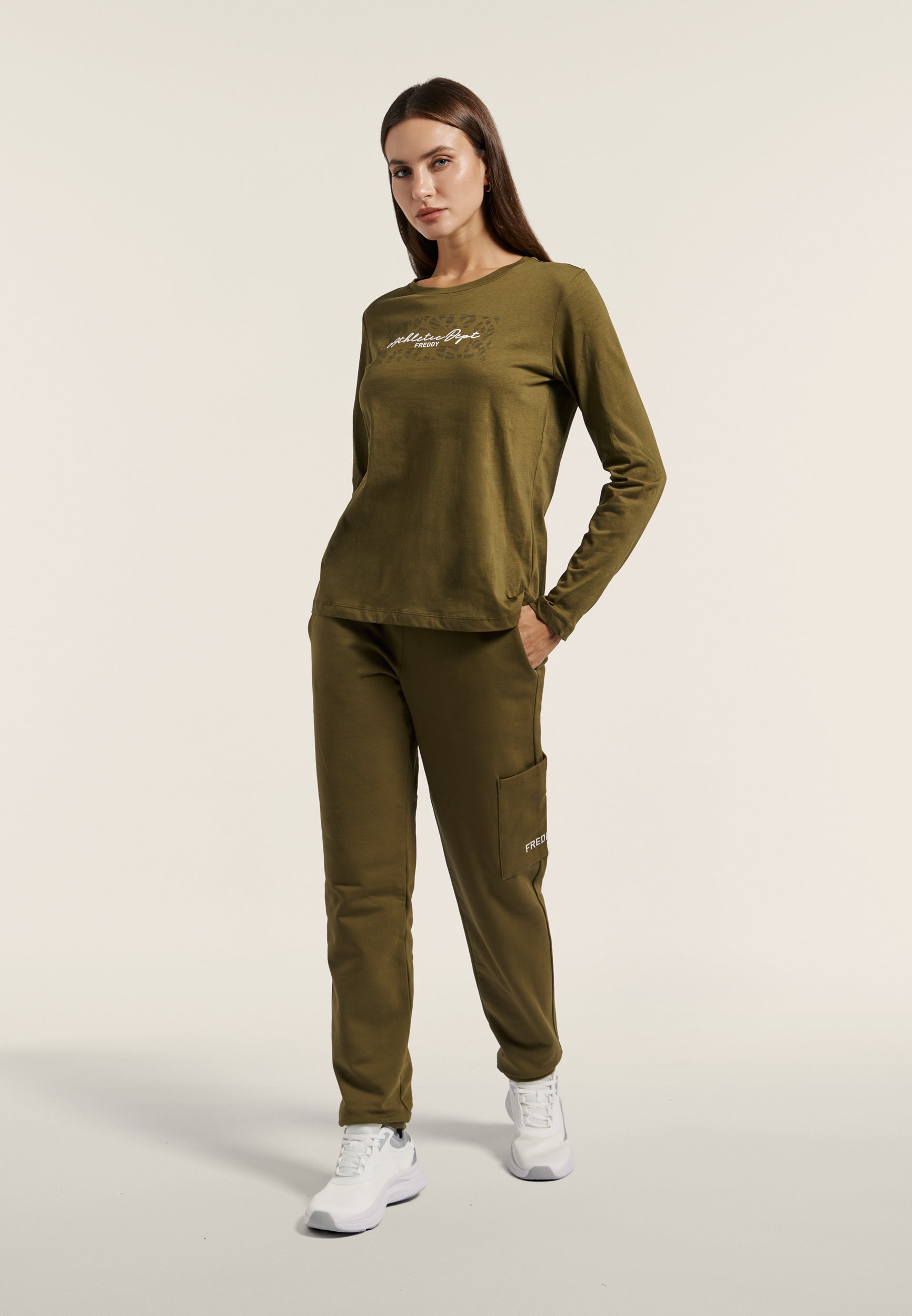 freddy-pantalon-sport-femme-regular-cargo-molleton image 2