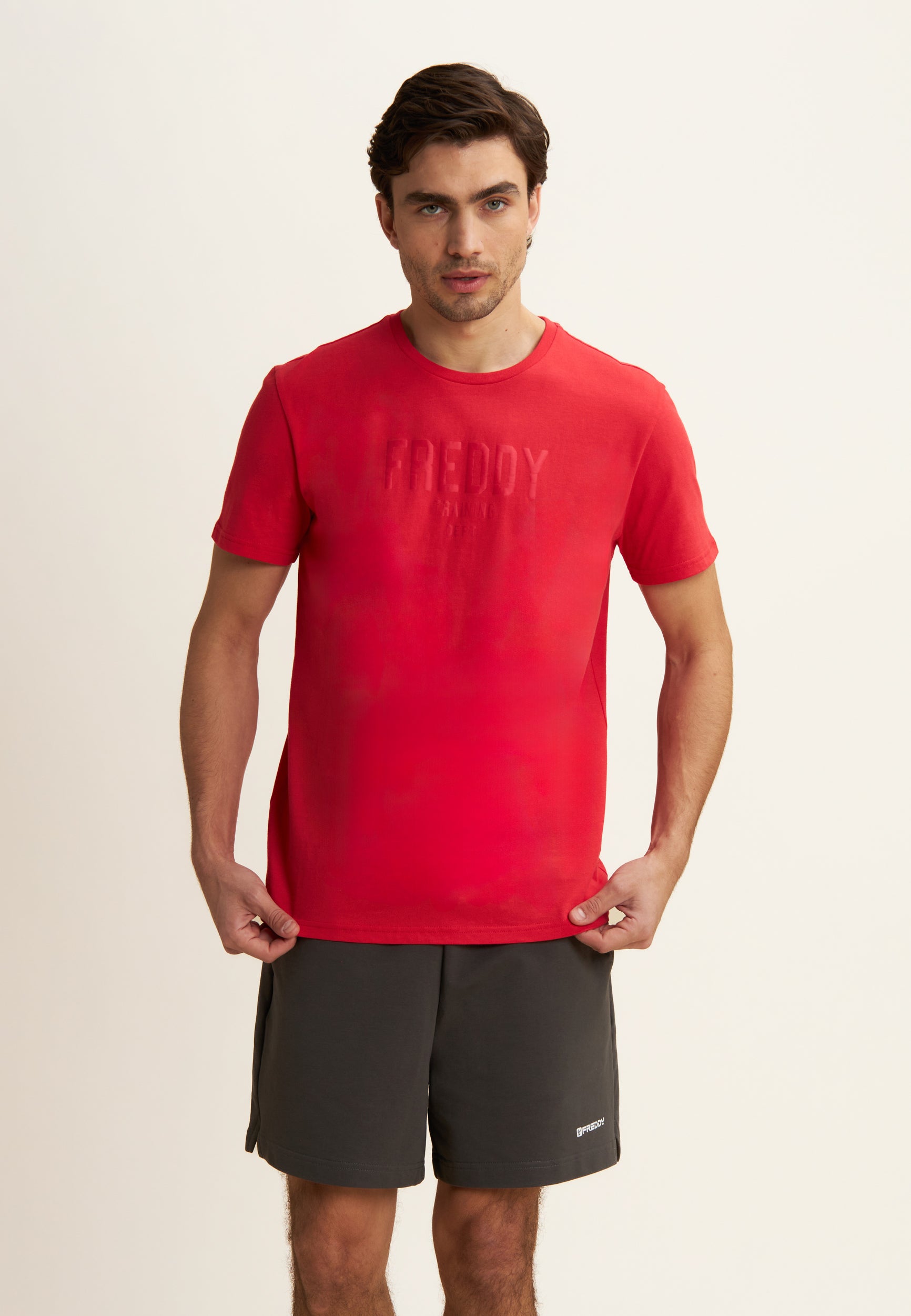 freddy-t-shirt-coton-regular-fit-manches-courtes-imprim-training-dept image 1