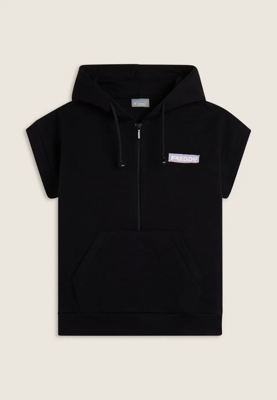 freddy-felpa-sans-manches-enfant-coton-textur-capuche-half-zip image 1