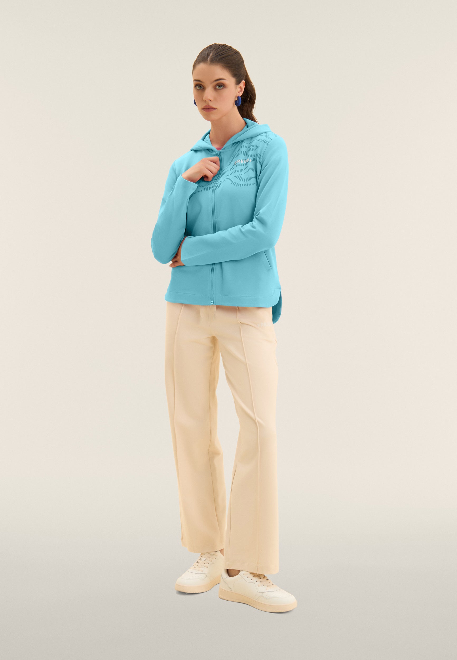 freddy-felpa-cappuccio-in-french-terry-con-zip-e-motivo-grafico-sweat image 2