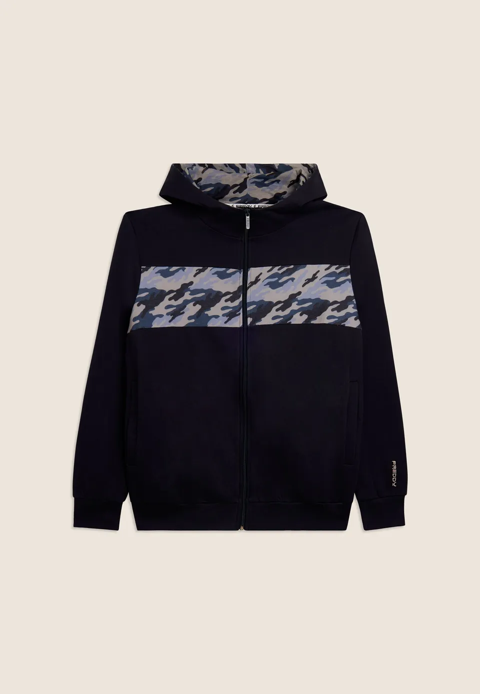 freddy-sweat-homme-full-zip-capuche-insert-camouflage image 1