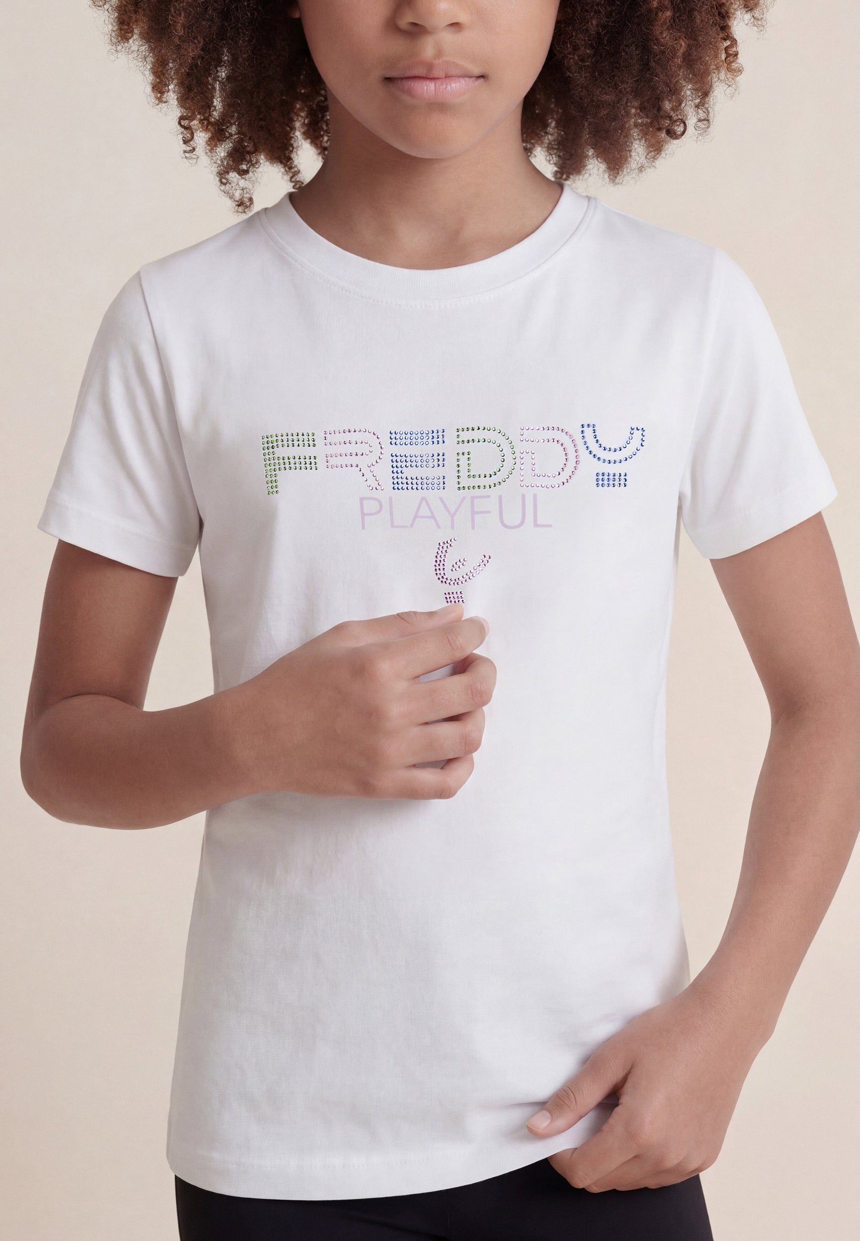 freddy-playful-t-shirt-fille-strass-manches-courtes image 4