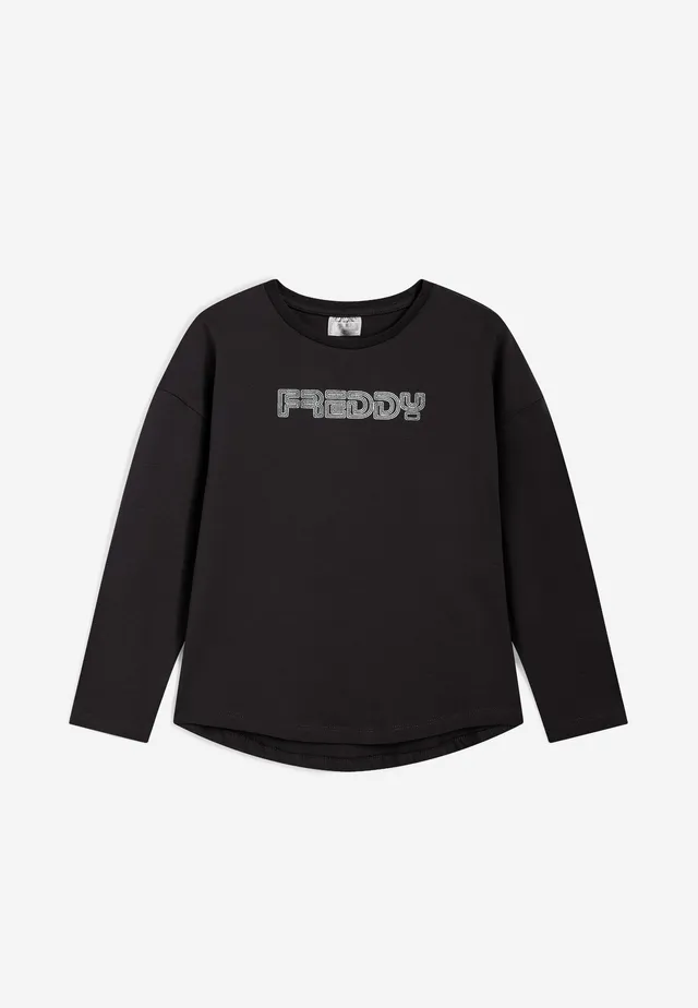 freddy-t-shirt-manches-longues-fille-logo-argent-fond-arrondi image 1