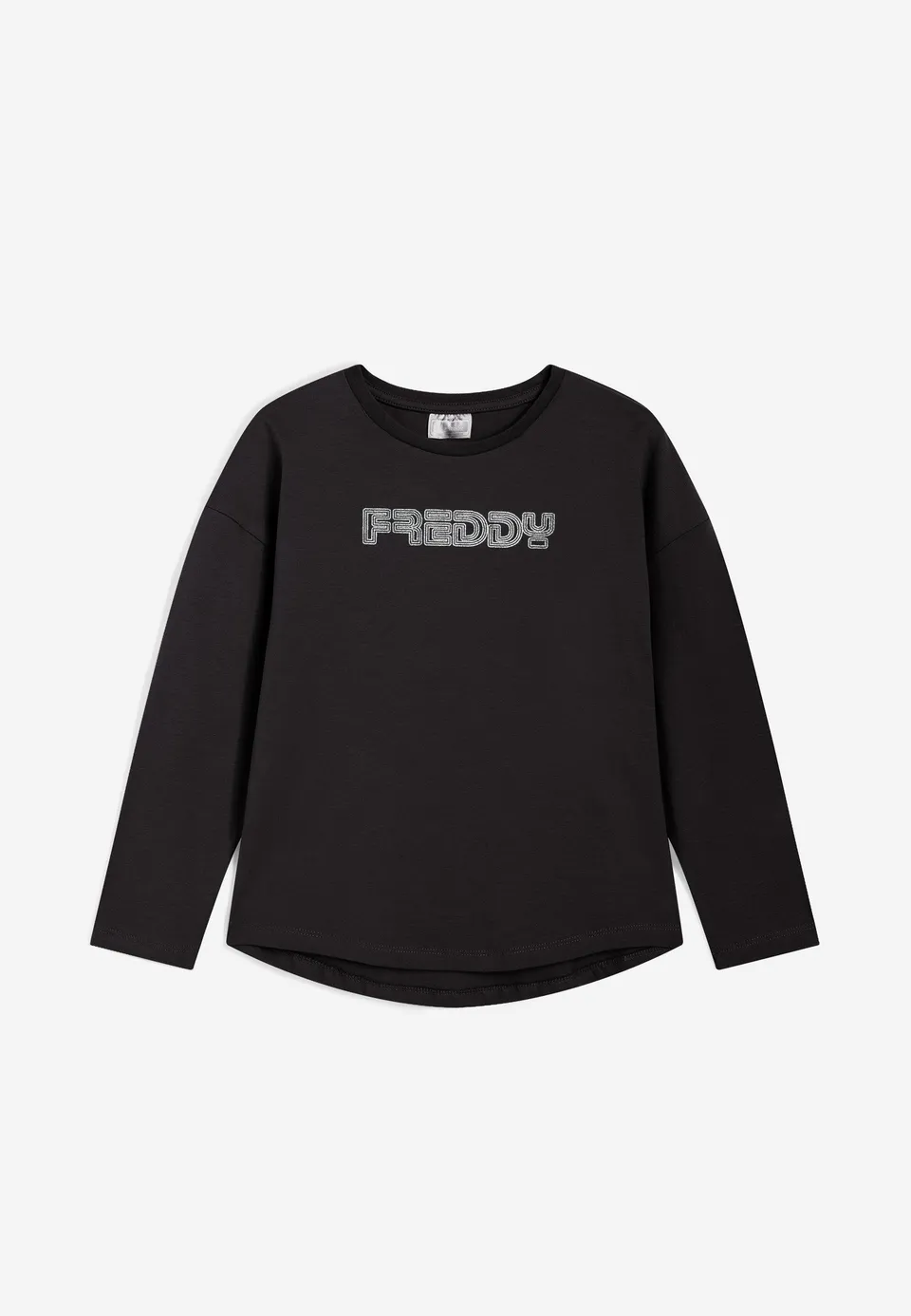freddy-t-shirt-manches-longues-fille-logo-argent-fond-arrondi image 1