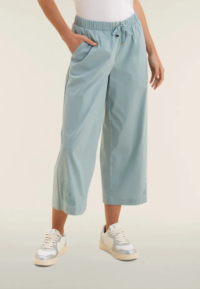 freddy-pantalon-cropped-wide-leg-femme-broderie-florale image 1