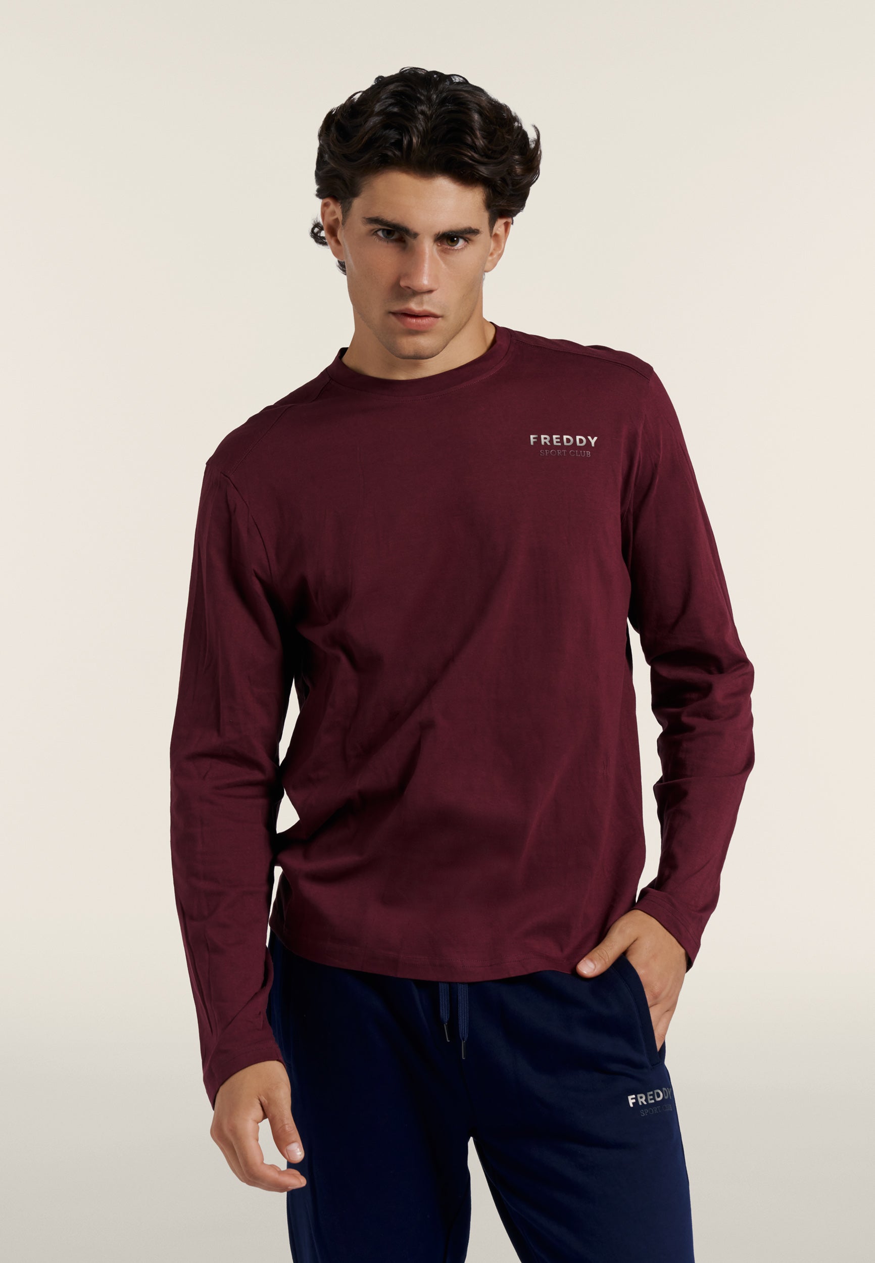 freddy-t-shirt-manches-longues-homme-regular-coton-sport-club image 1