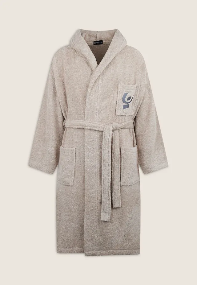 freddy-peignoir-beige-ponge-logo-brod-avec-poches image 1