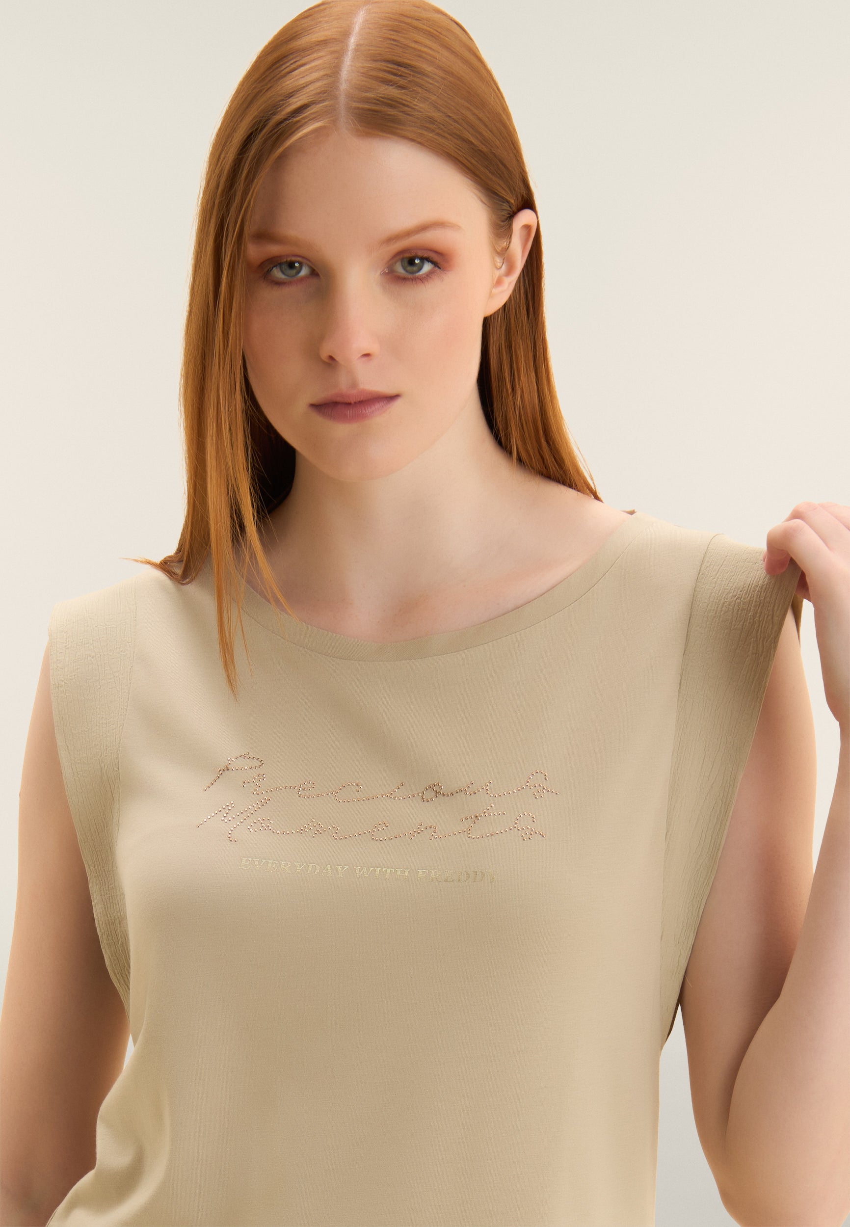 freddy-t-shirt-regular-coton-modal-manches-crinkle-precious-moments image 4