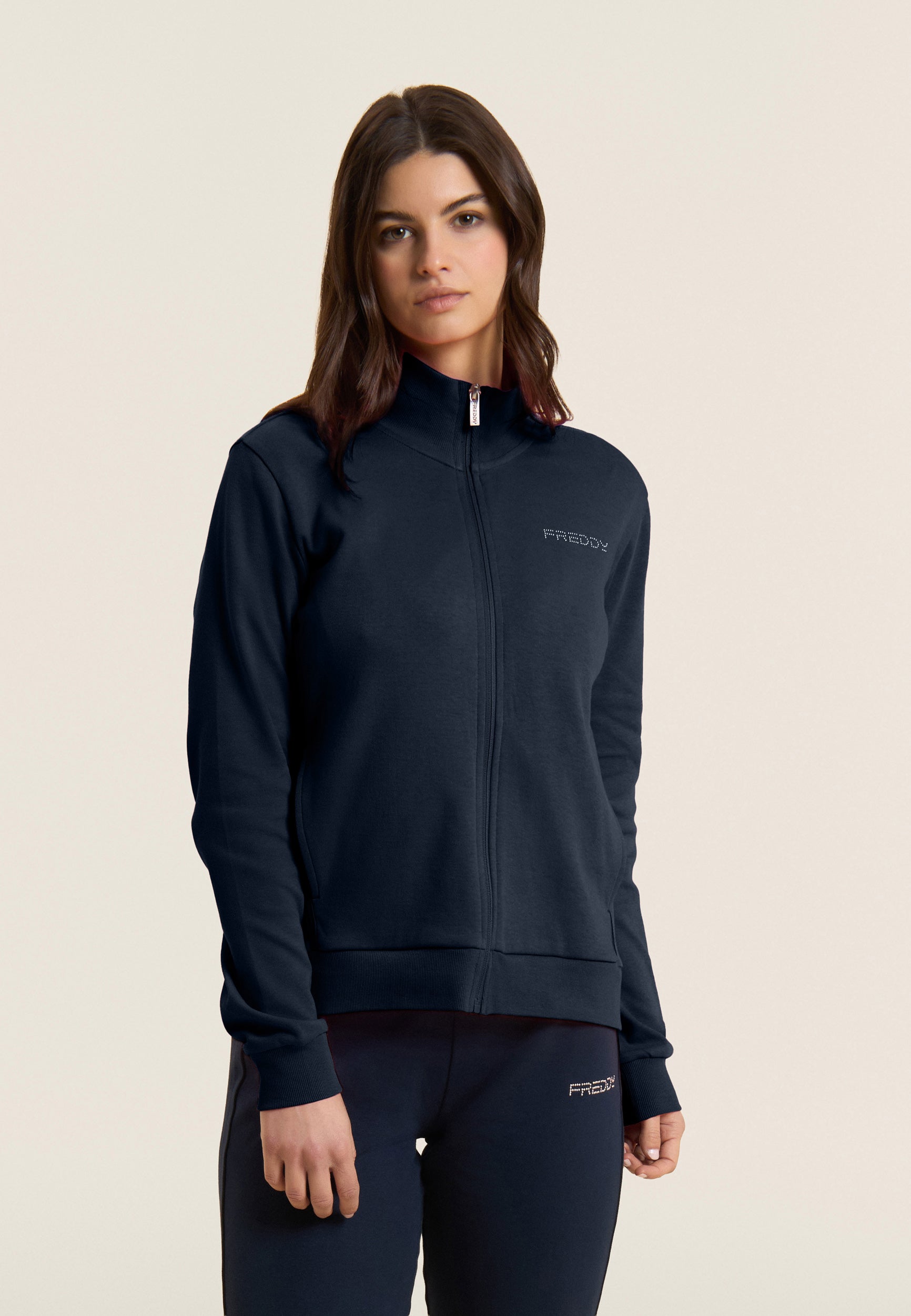 freddy-surv-tement-femme-zip-col-montant-logo-perles-100-coton image 2