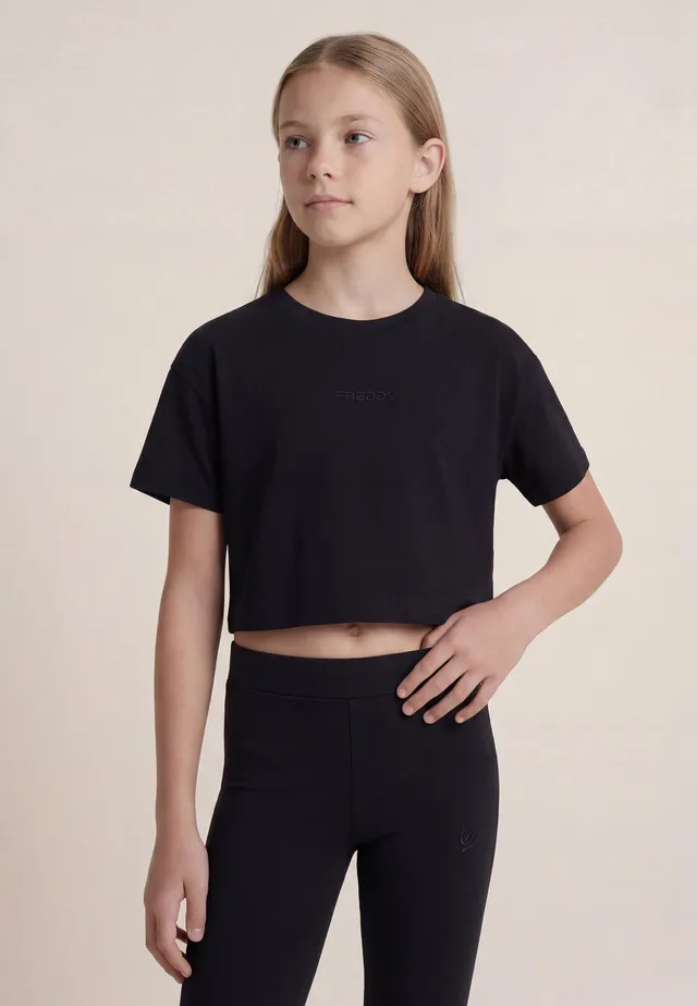 t-shirt-cropped-fille-freddy-logo-brod-manches-courtes image 1