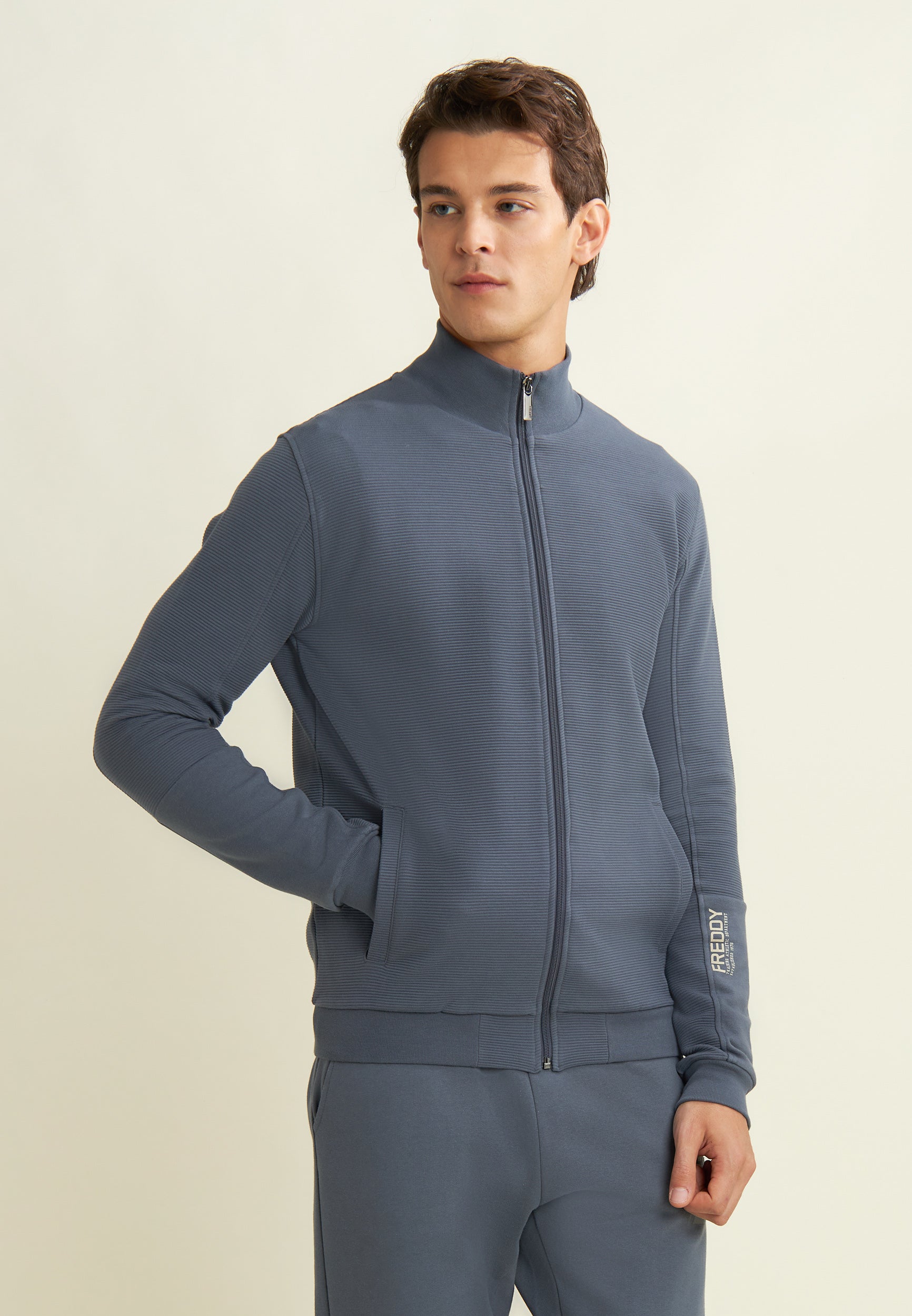 freddy-sweat-full-zip-ray-graphique-manche-homme image 1