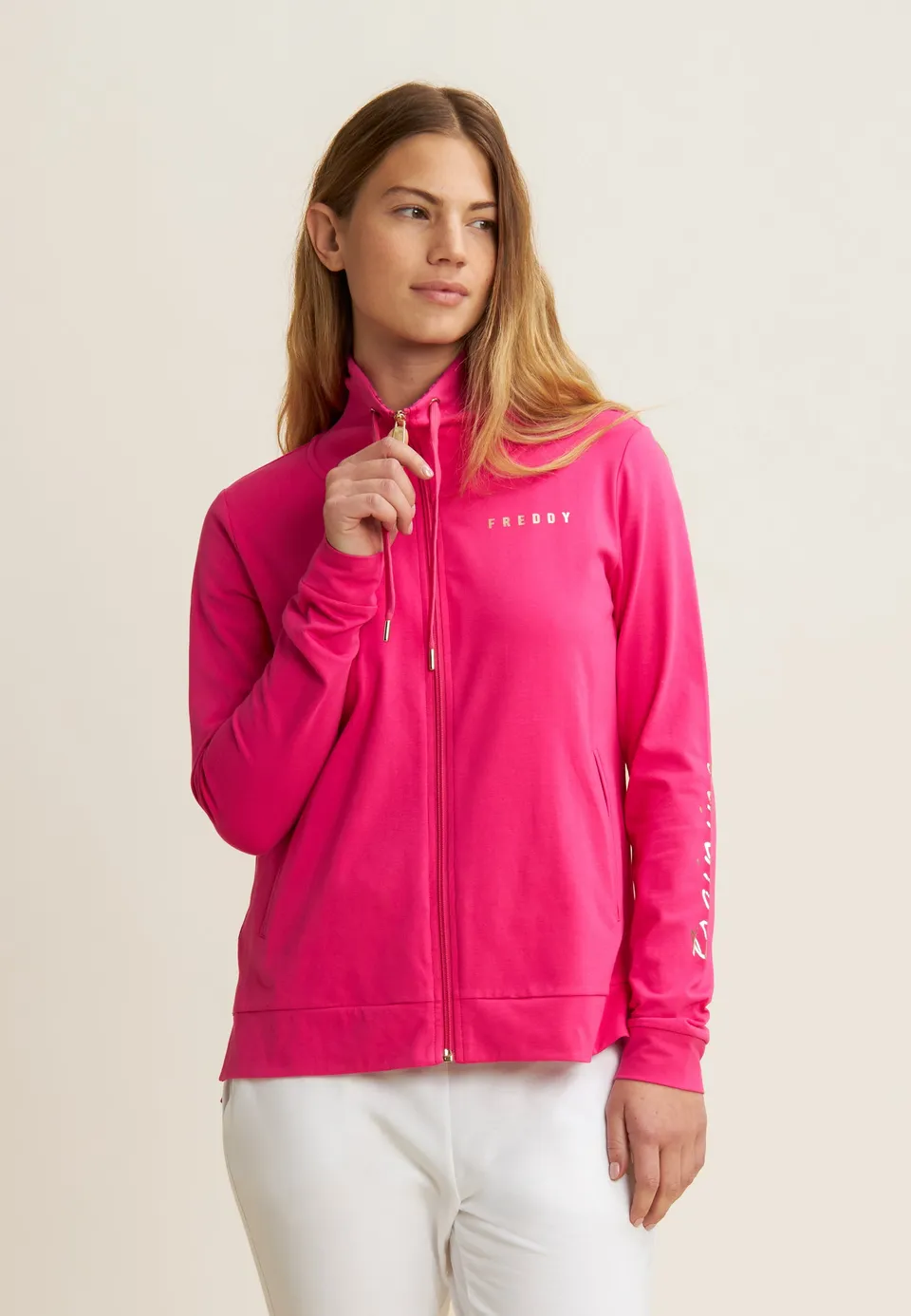 freddy-sweat-zip-col-haut-training-floral-or image 1