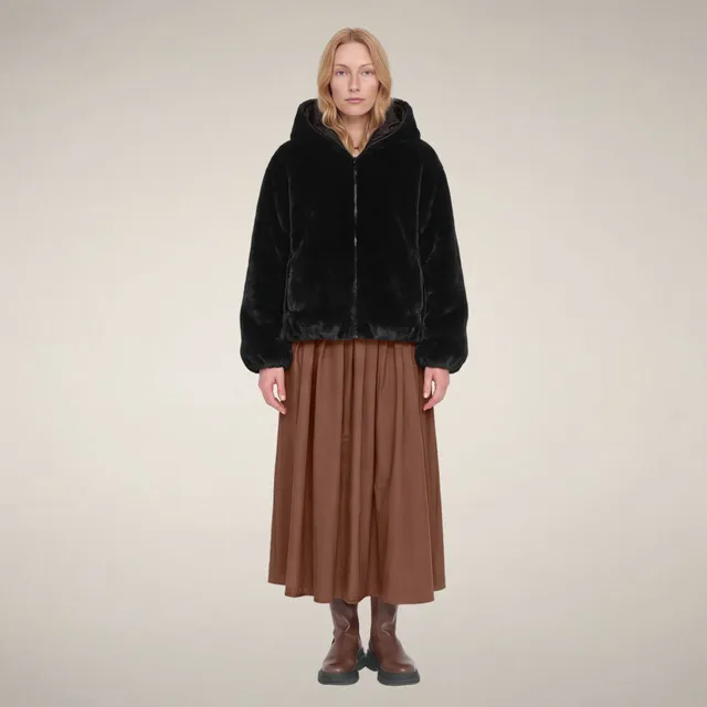 save-the-duck-laila-veste-r-versible-femme-noire-fourrure image 1