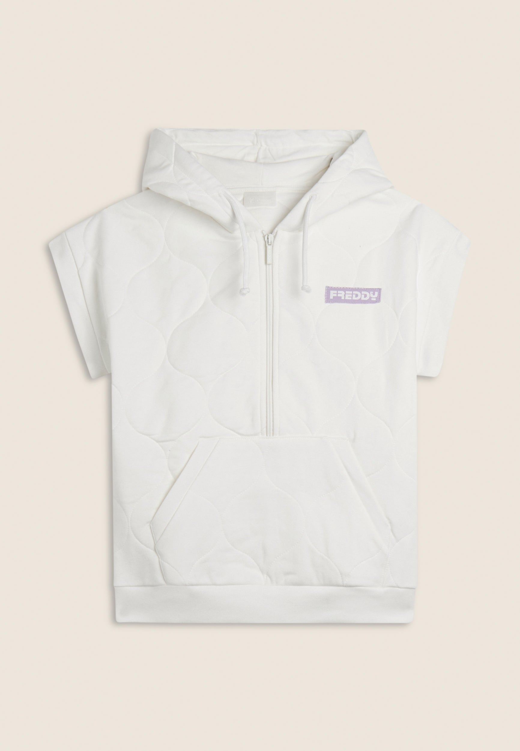 freddy-felpa-sans-manches-enfant-coton-textur-capuche-half-zip image 4