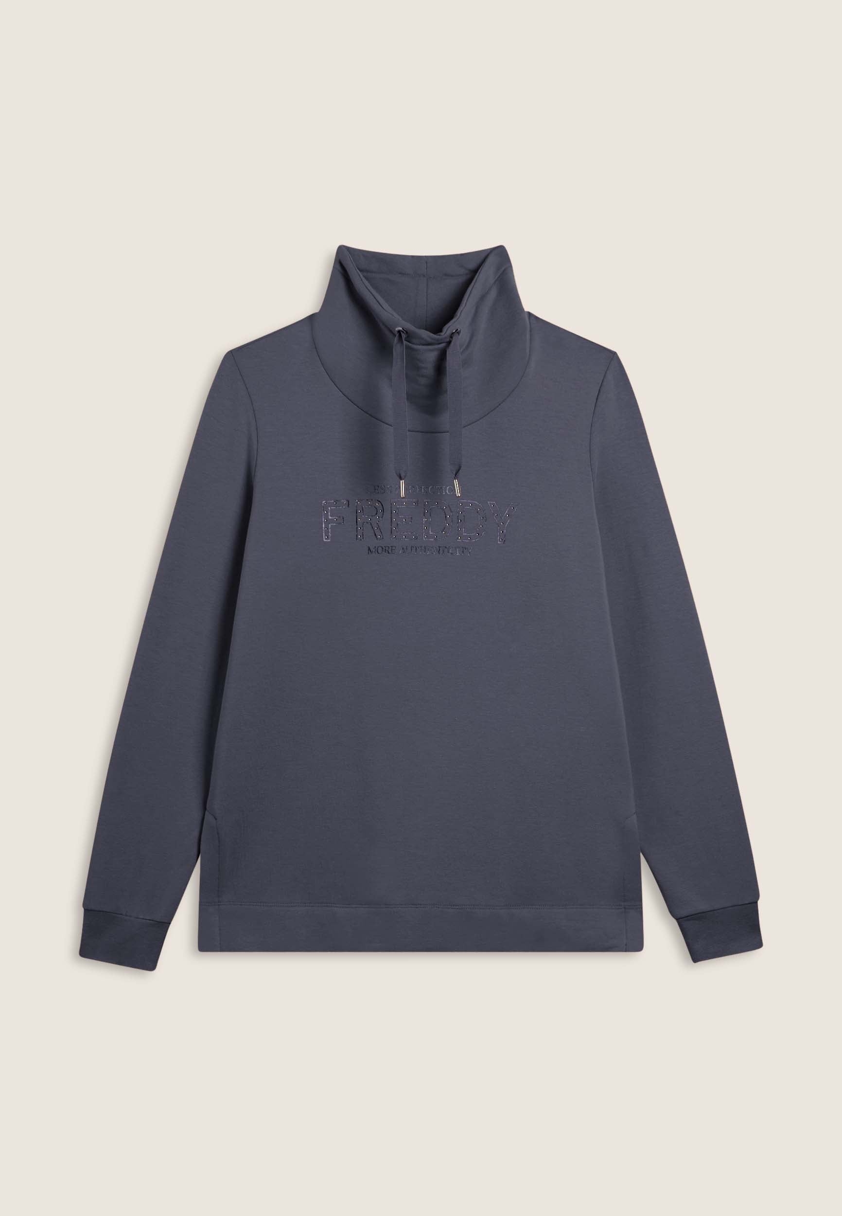 freddy-sweat-femme-modal-col-haut-fentes-logo-strass image 8