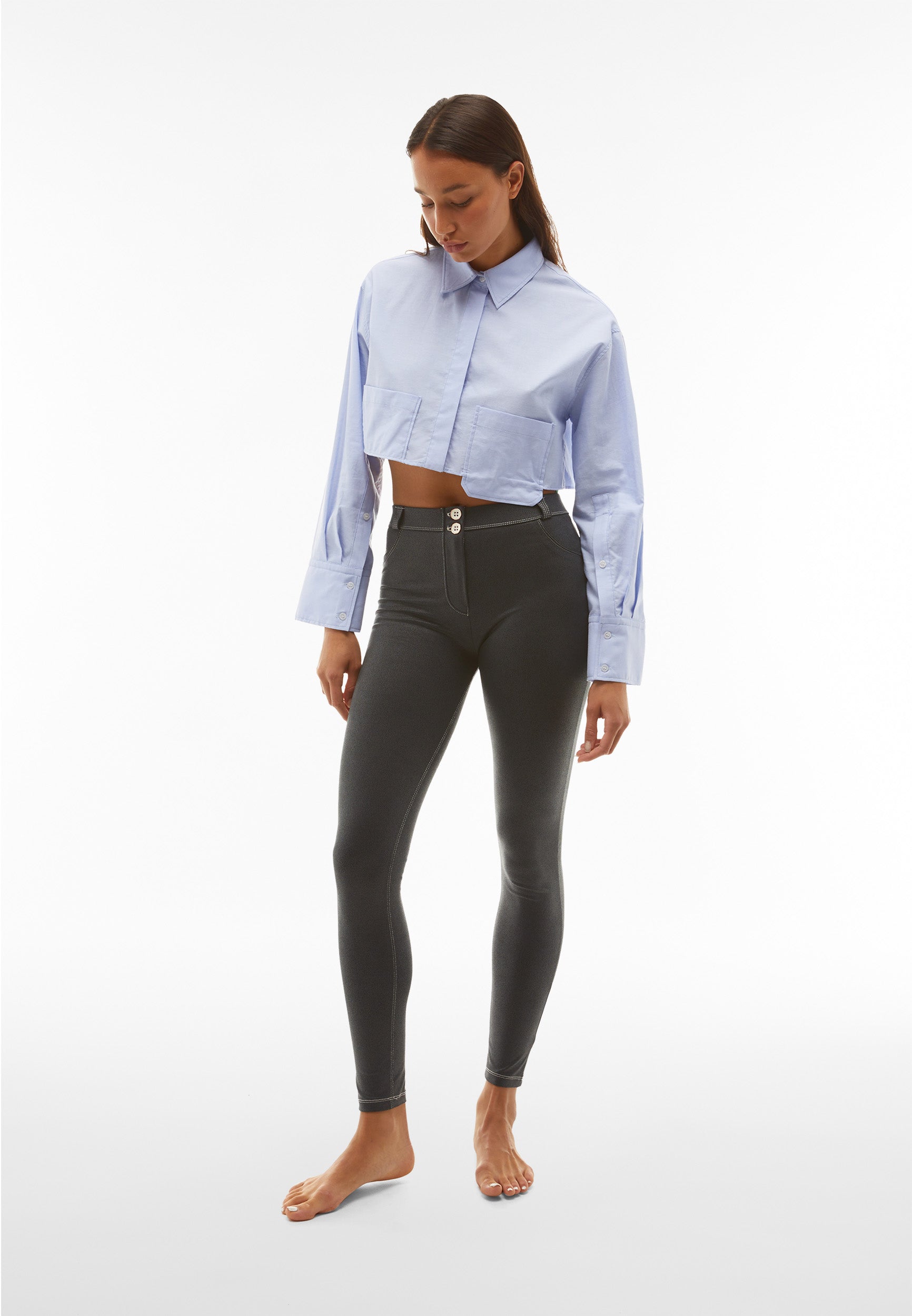 freddy-wr-up-pantalon-taille-haute-simili-cuir-boutons-et-zip image 2