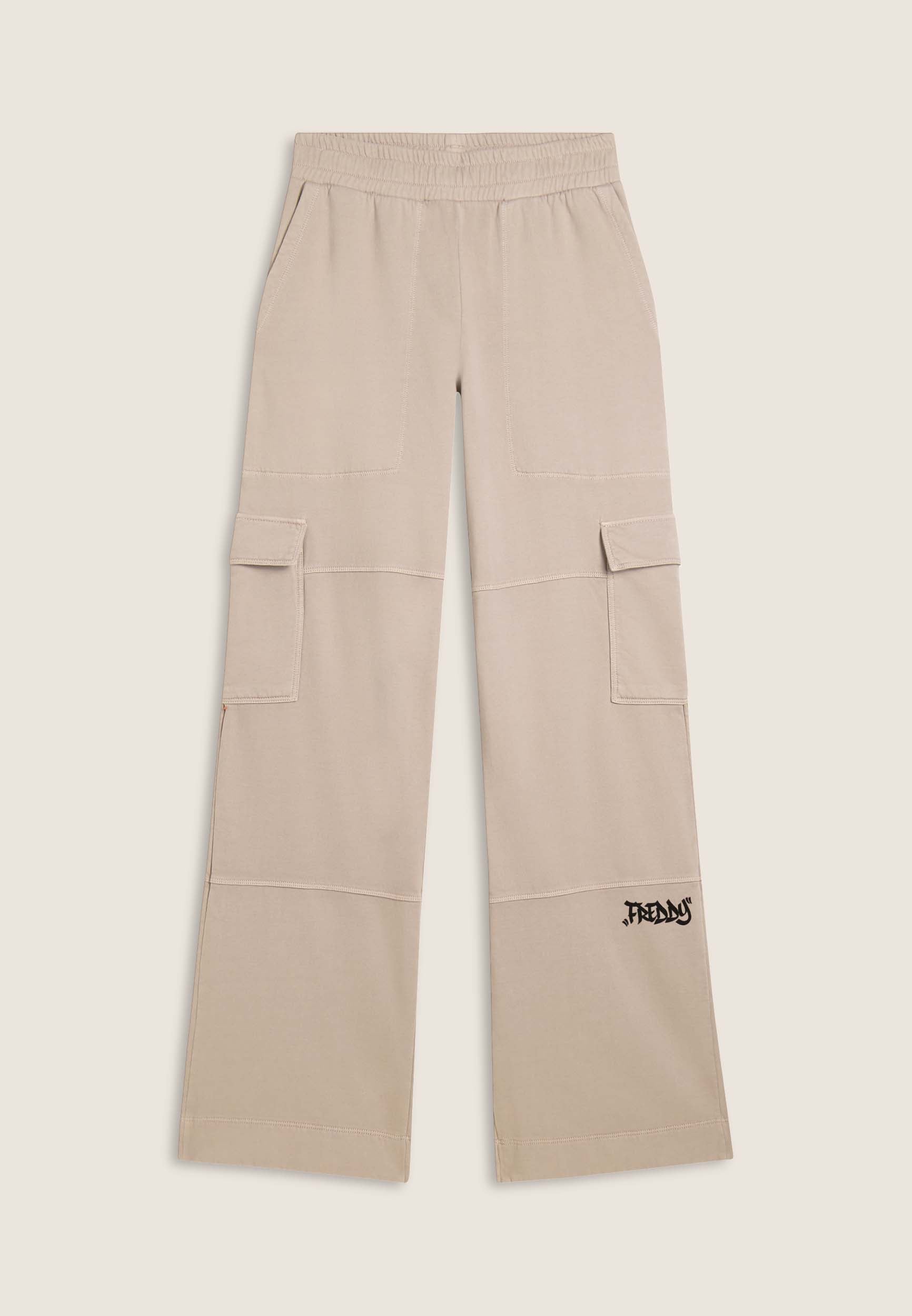 freddy-pantalon-cargo-wide-leg-femme-molleton-poches image 8