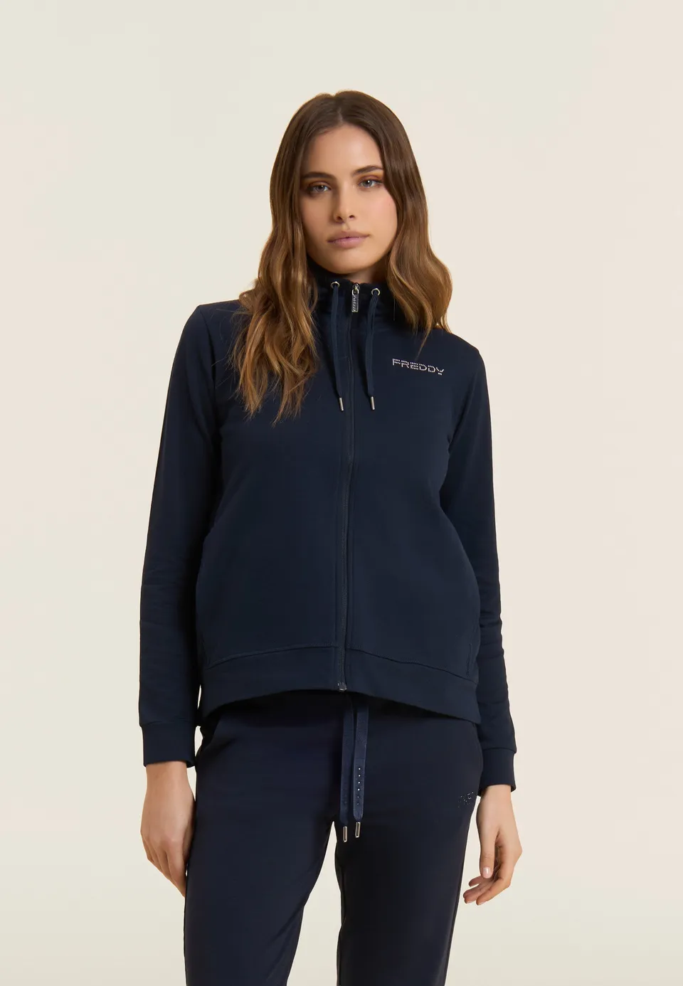 freddy-comfort-fit-sweat-col-haut-zipp-logo-perles image 1