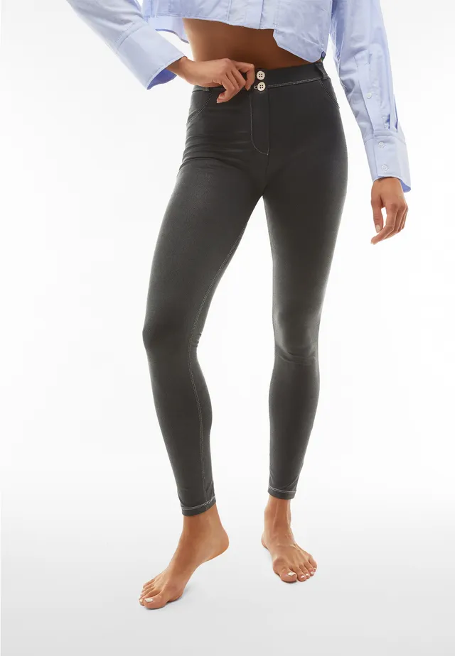 freddy-wr-up-pantalon-taille-haute-simili-cuir-boutons-et-zip image 1