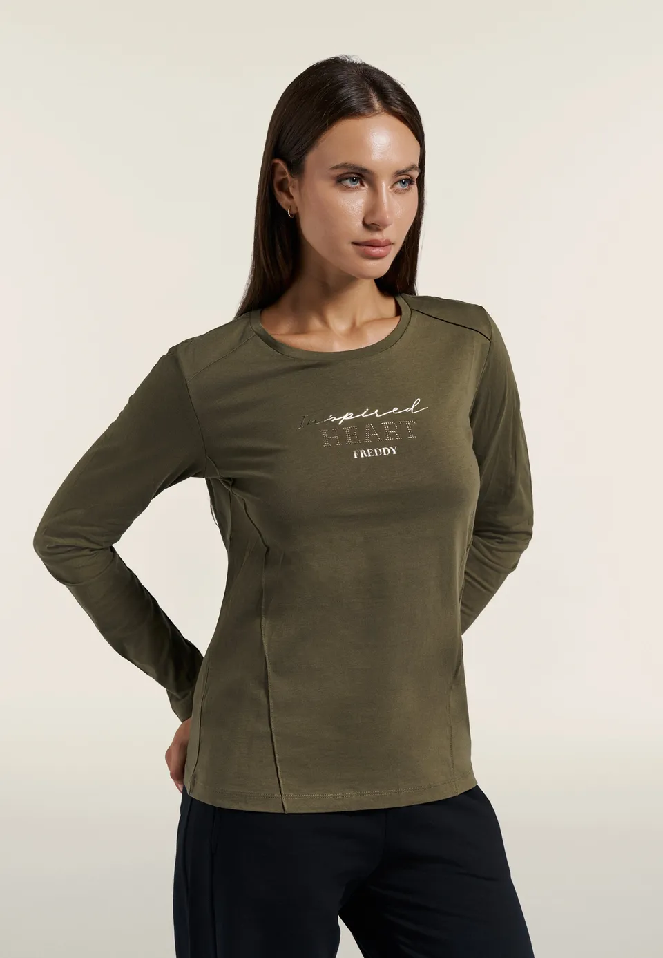 freddy-t-shirt-manches-longues-femme-inspired-heart-or-strass image 1