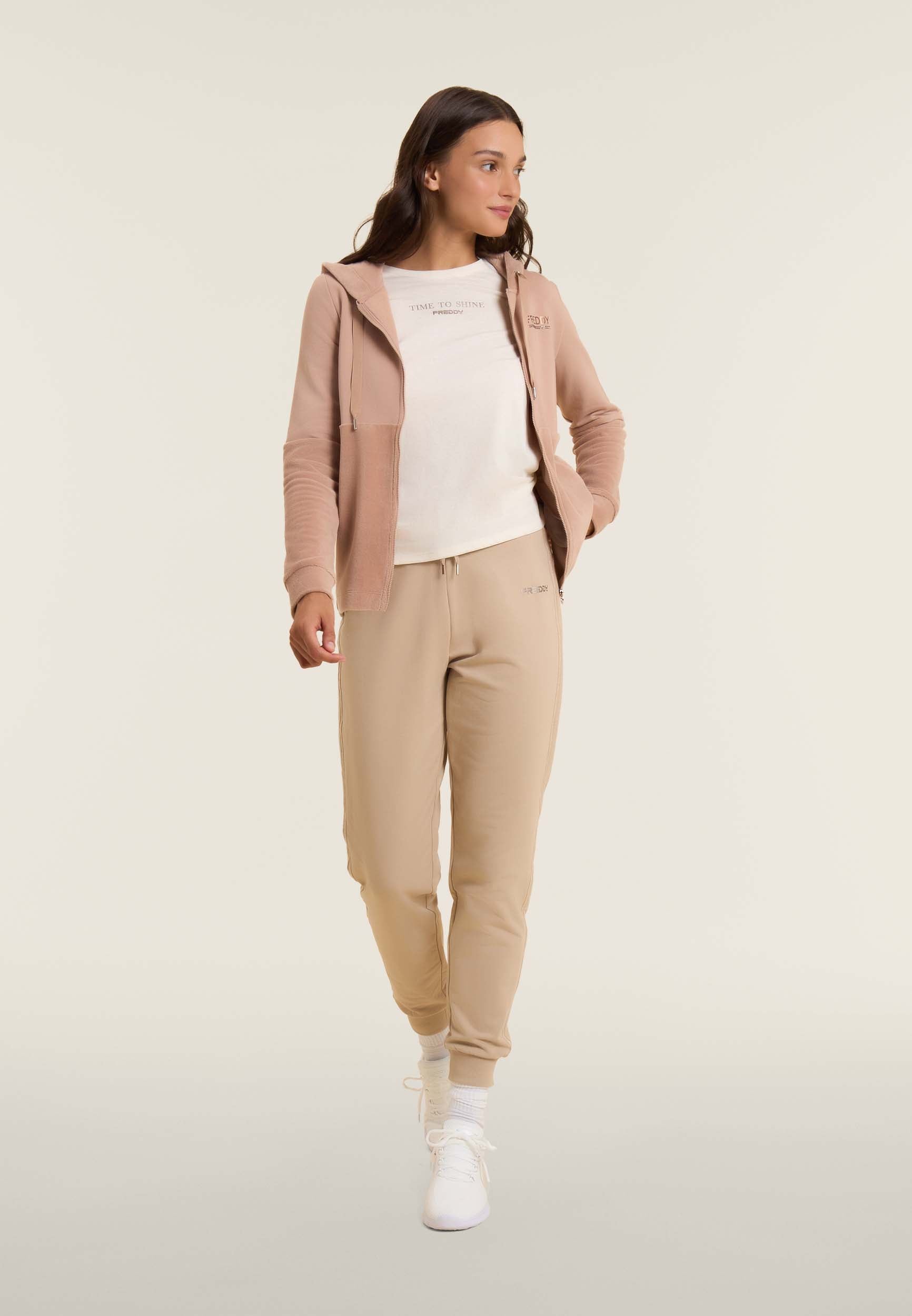 freddy-sweat-femme-capuche-zip-velours-strass-bicolore image 2