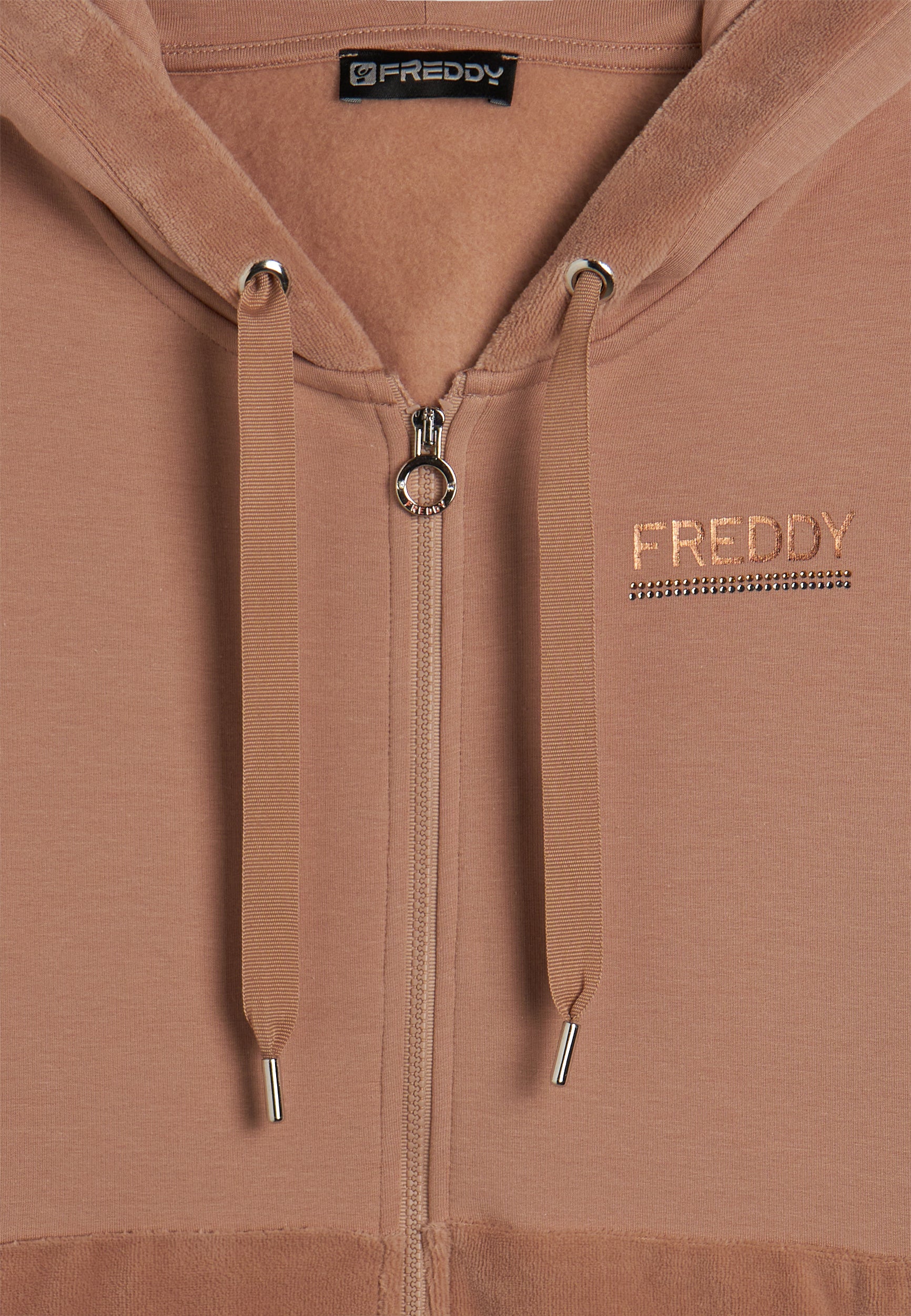 freddy-sweat-femme-capuche-zip-velours-strass-bicolore image 7