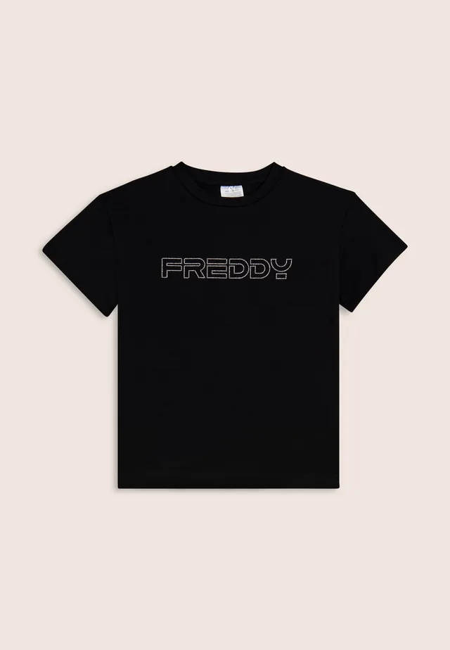 freddy-t-shirt-fille-jersey-stretch-logo-strass image 1