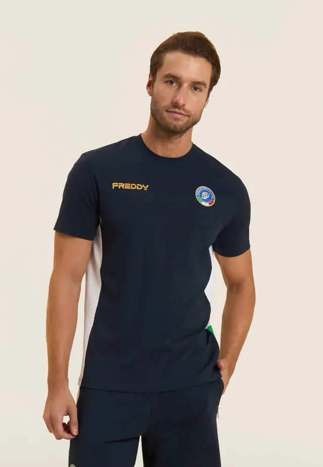 freddy-t-shirt-homme-italia-fgi-bleu-jersey-stretch image 1