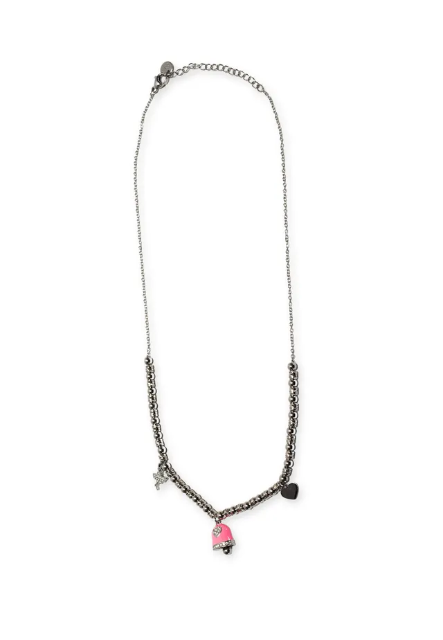 freddy-collana-charm-collier-en-acier-silver-charms-rose image 1