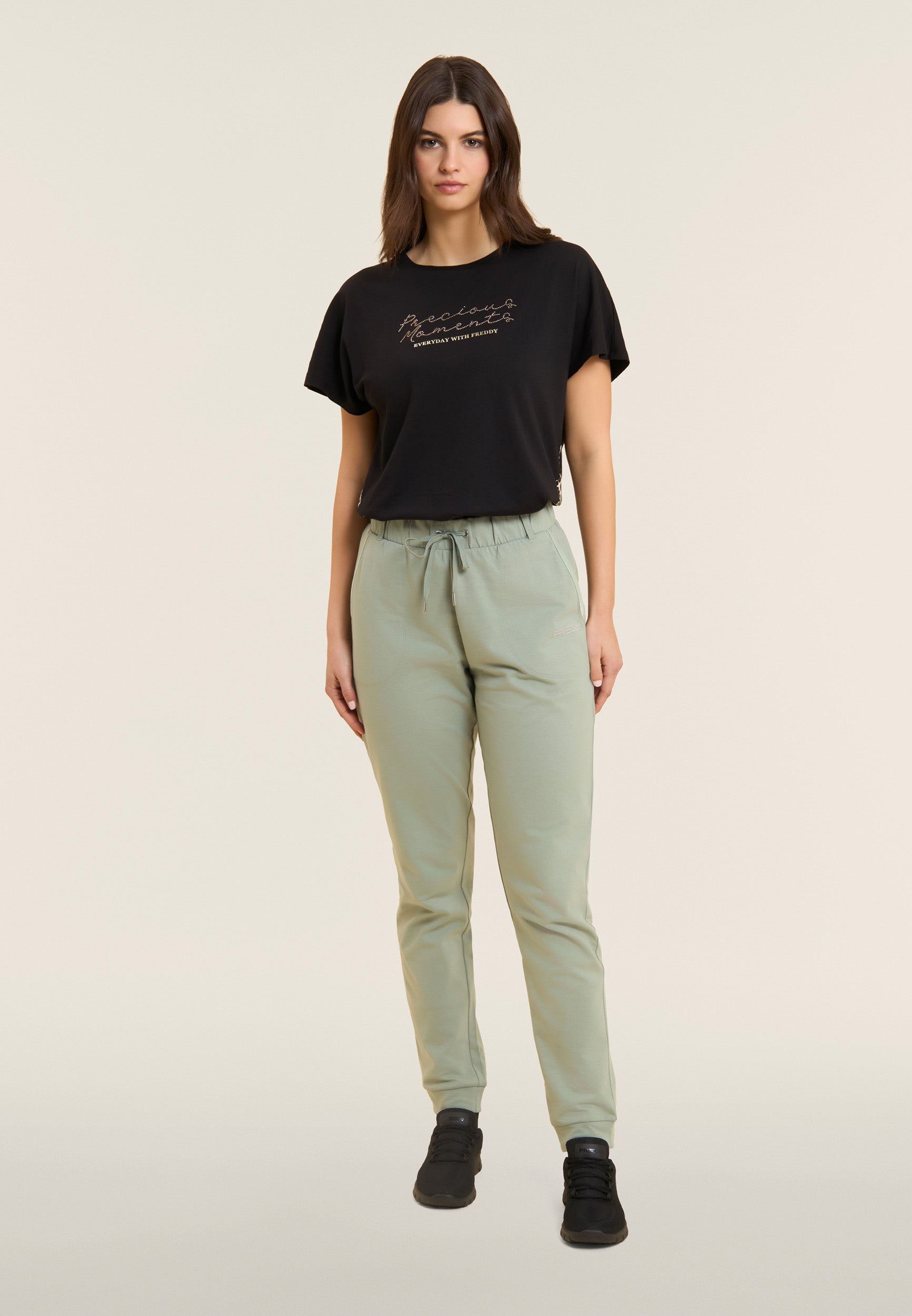 freddy-pantalon-jogging-femme-jersey-lourd-coulisse-poignets image 2