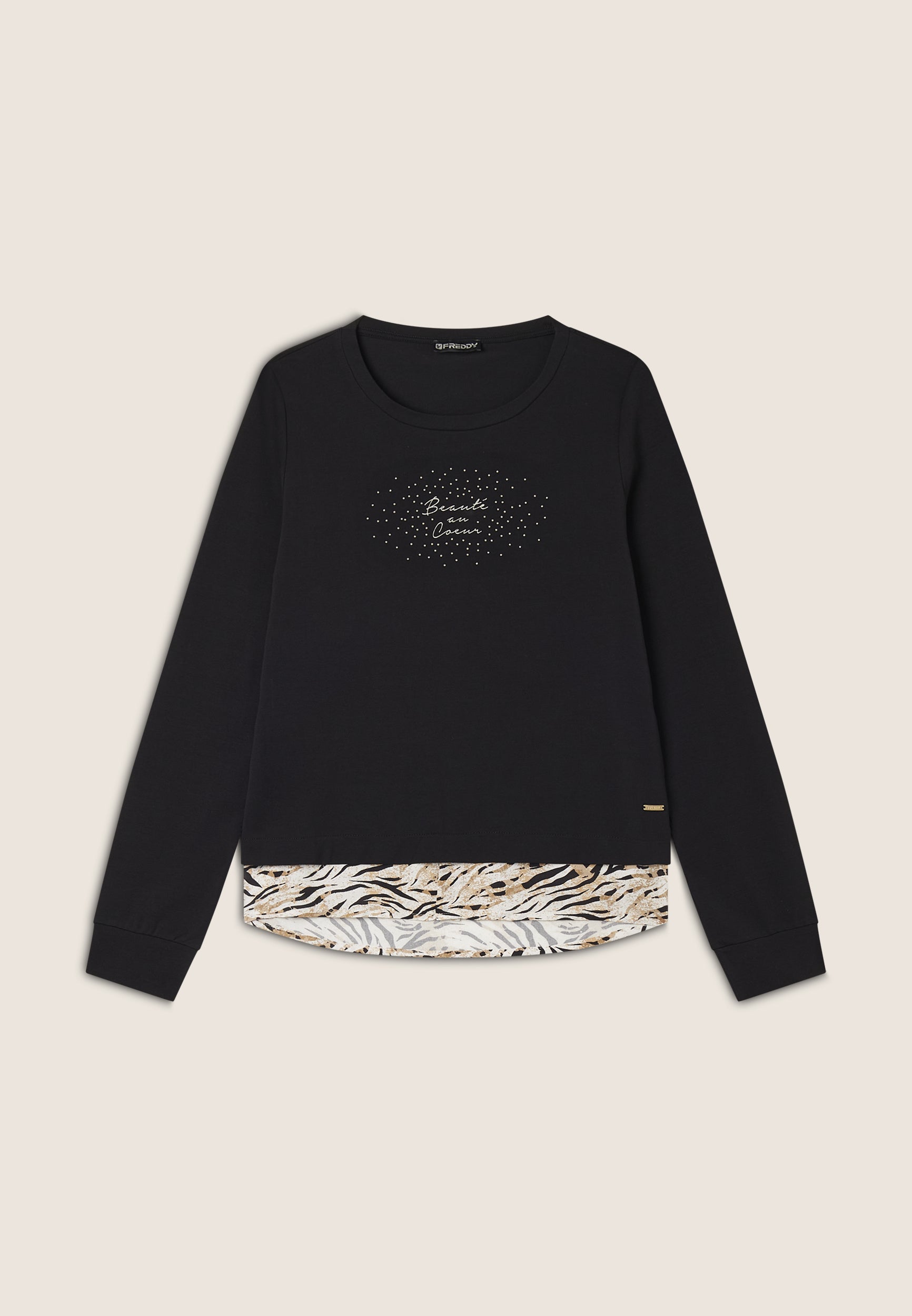 freddy-sweat-effet-chemise-animalier-dor-sweat-heavy-jersey-col-rond image 5
