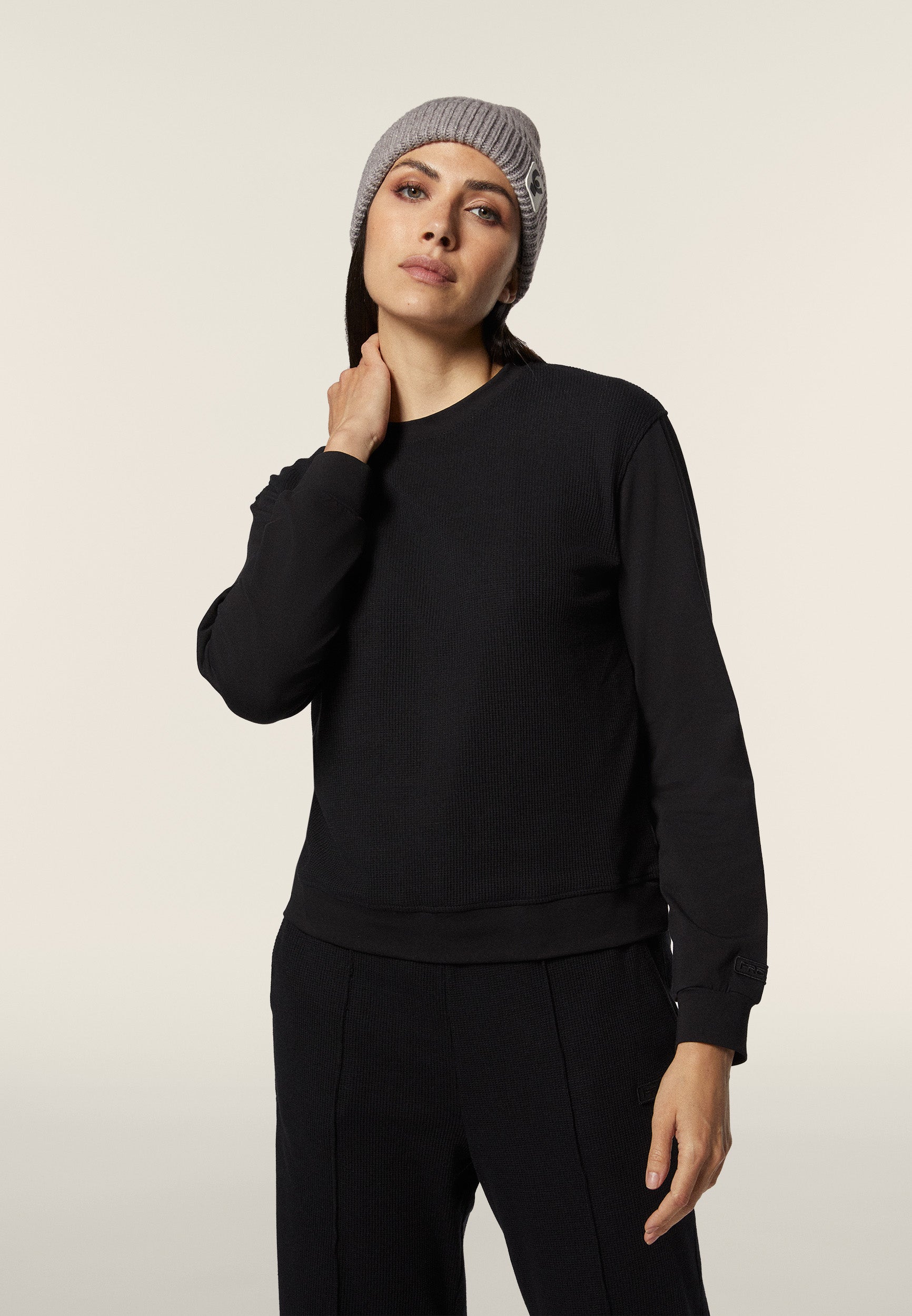 freddy-sweat-femme-col-rond-oversize-jersey-waffle image 1