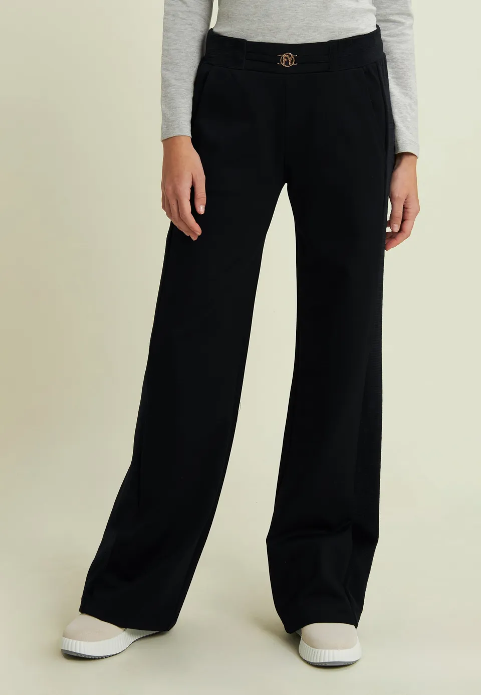 freddy-pantalon-wide-leg-viscose-chenille-logo-fy image 1