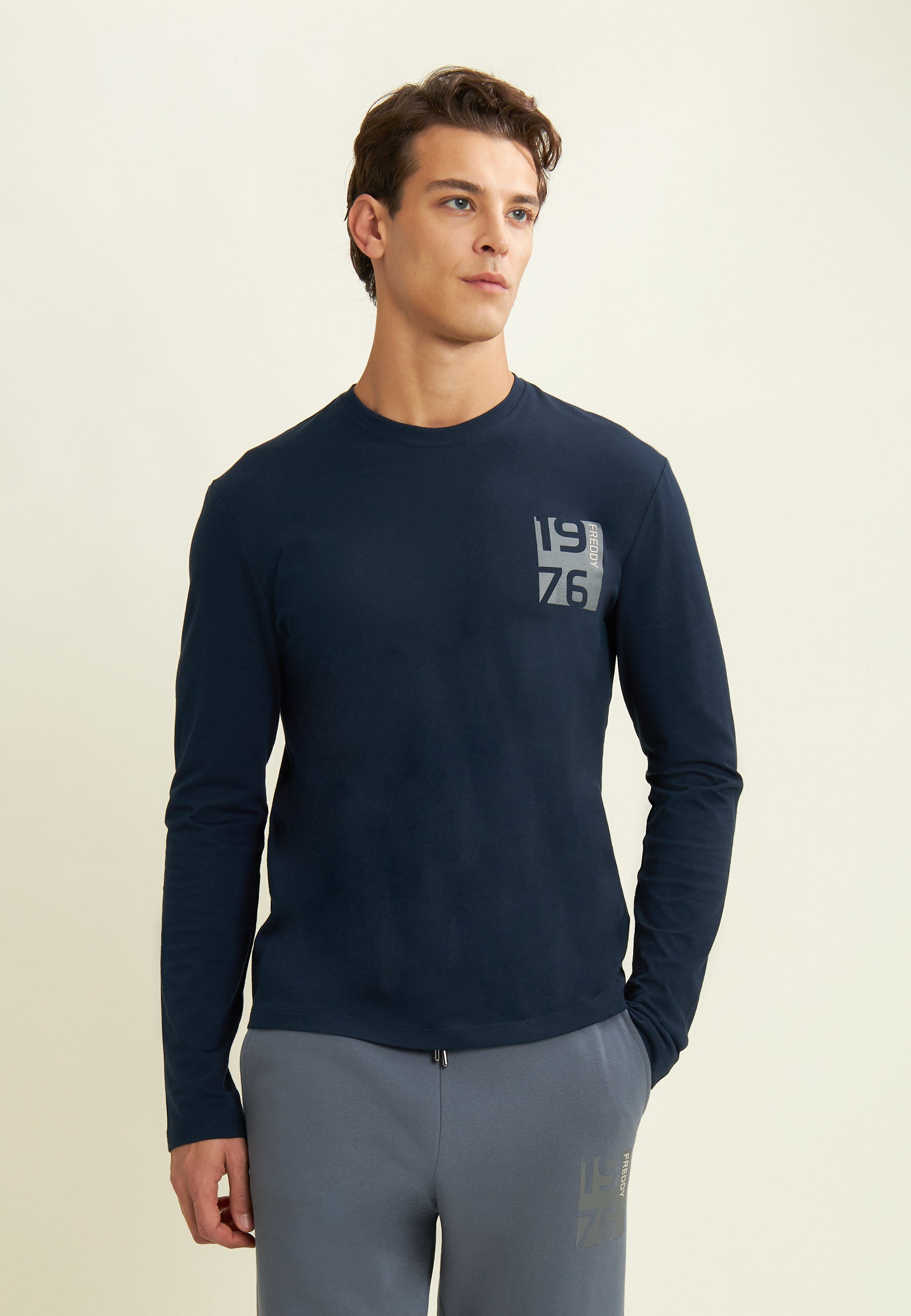 freddy-t-shirt-homme-manche-longue-coton-imprim-1976 image 1