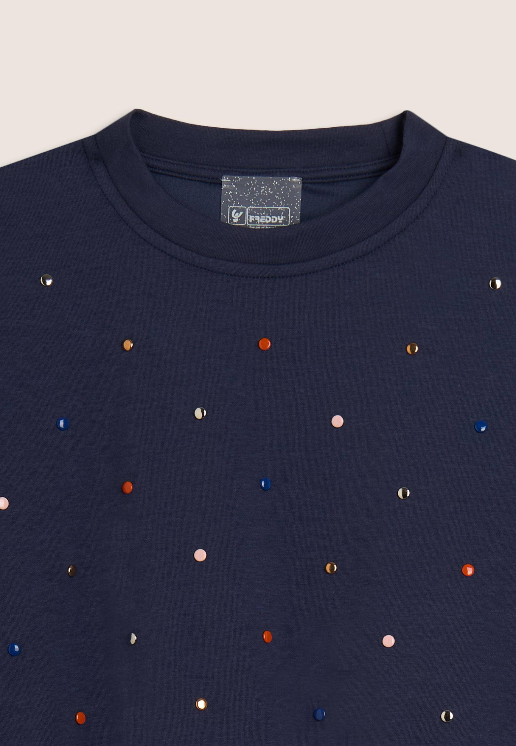 freddy-sweat-junior-cropped-col-rond-strass-multicolore image 3