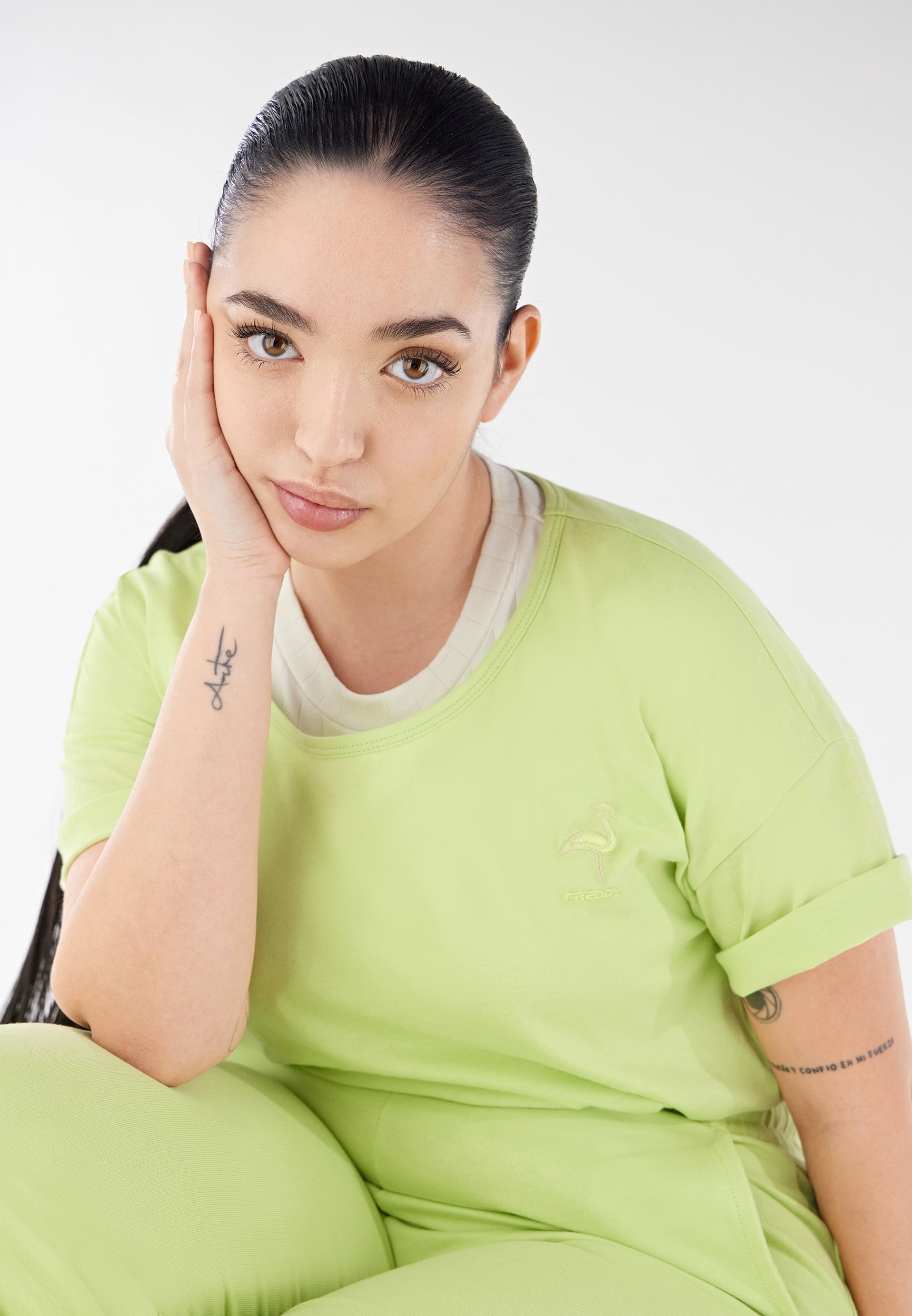 freddy-t-shirt-femme-jersey-coton-patch-flamant-rose image 3