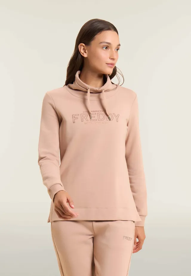 freddy-sweat-femme-modal-col-haut-fentes-logo-strass image 1