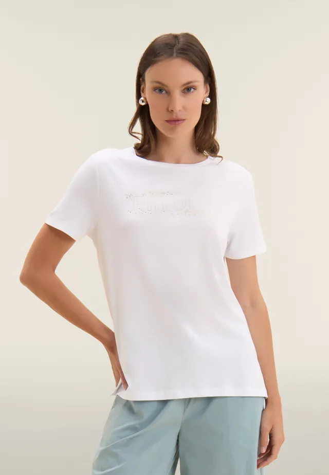 freddy-t-shirt-manches-courtes-femme-fleurs-et-clous image 1