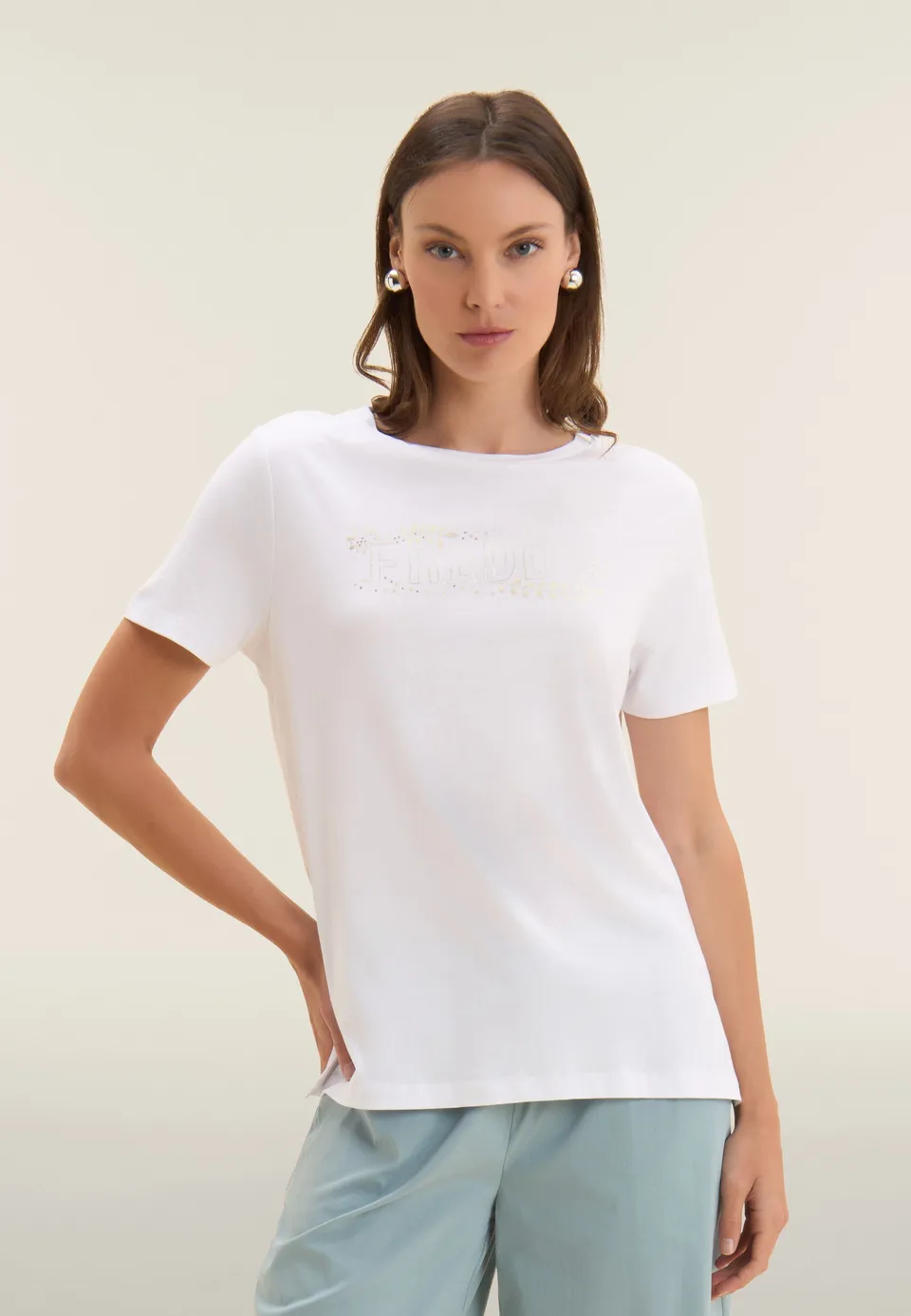 freddy-t-shirt-manches-courtes-femme-fleurs-et-clous image 1