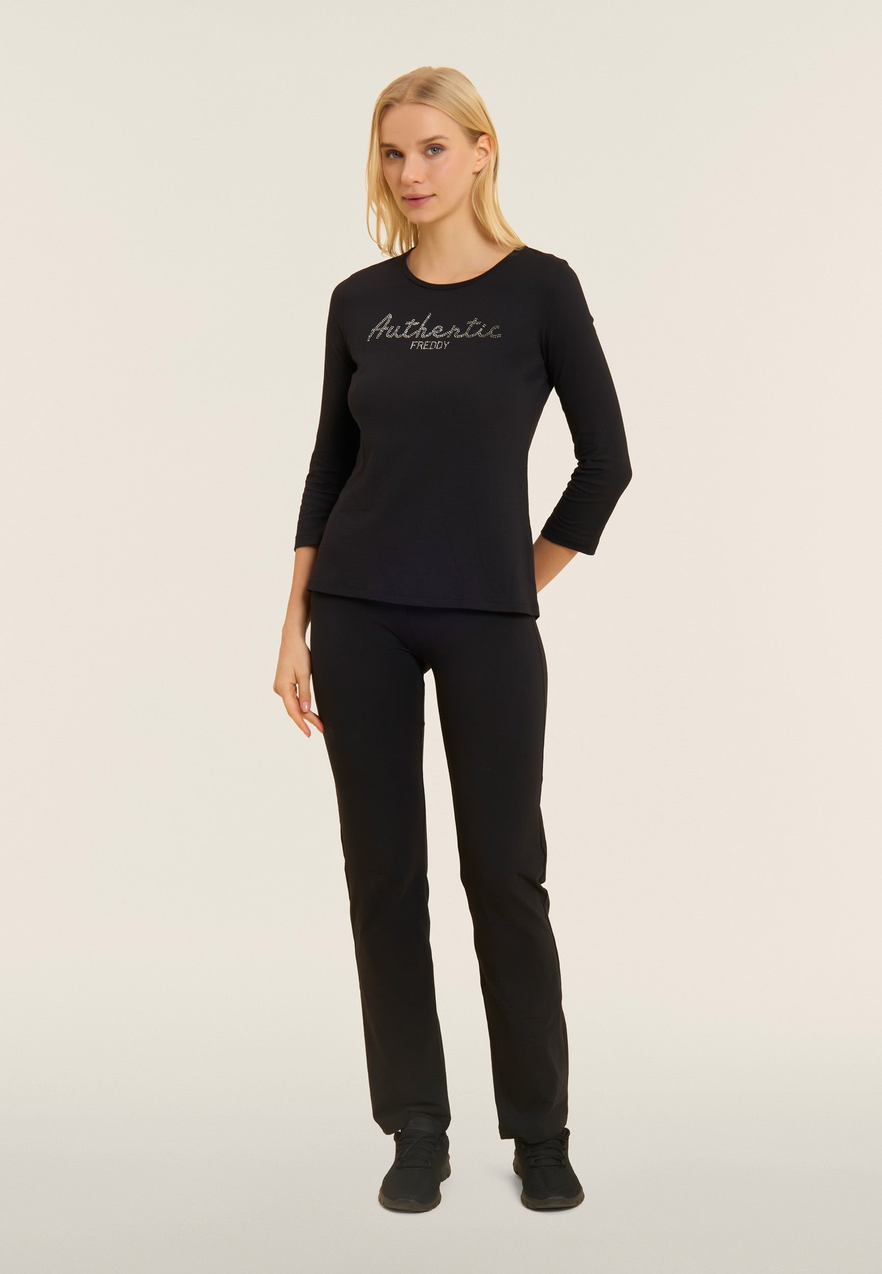 t-shirt-femme-freddy-authentic-manches-3-4-strass-modal image 2