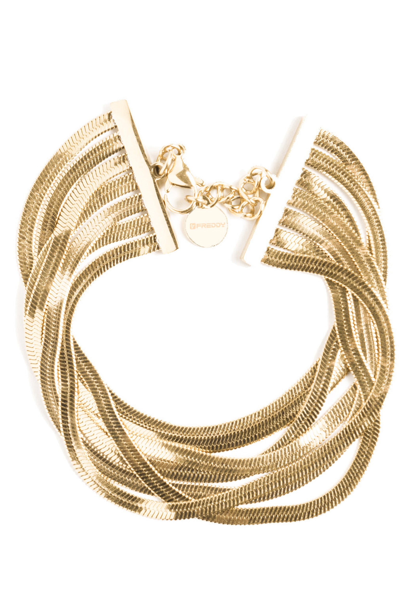 freddy-bracciale-multi-filo-in-acciaio-gold-con-catena-a-serpente image 3