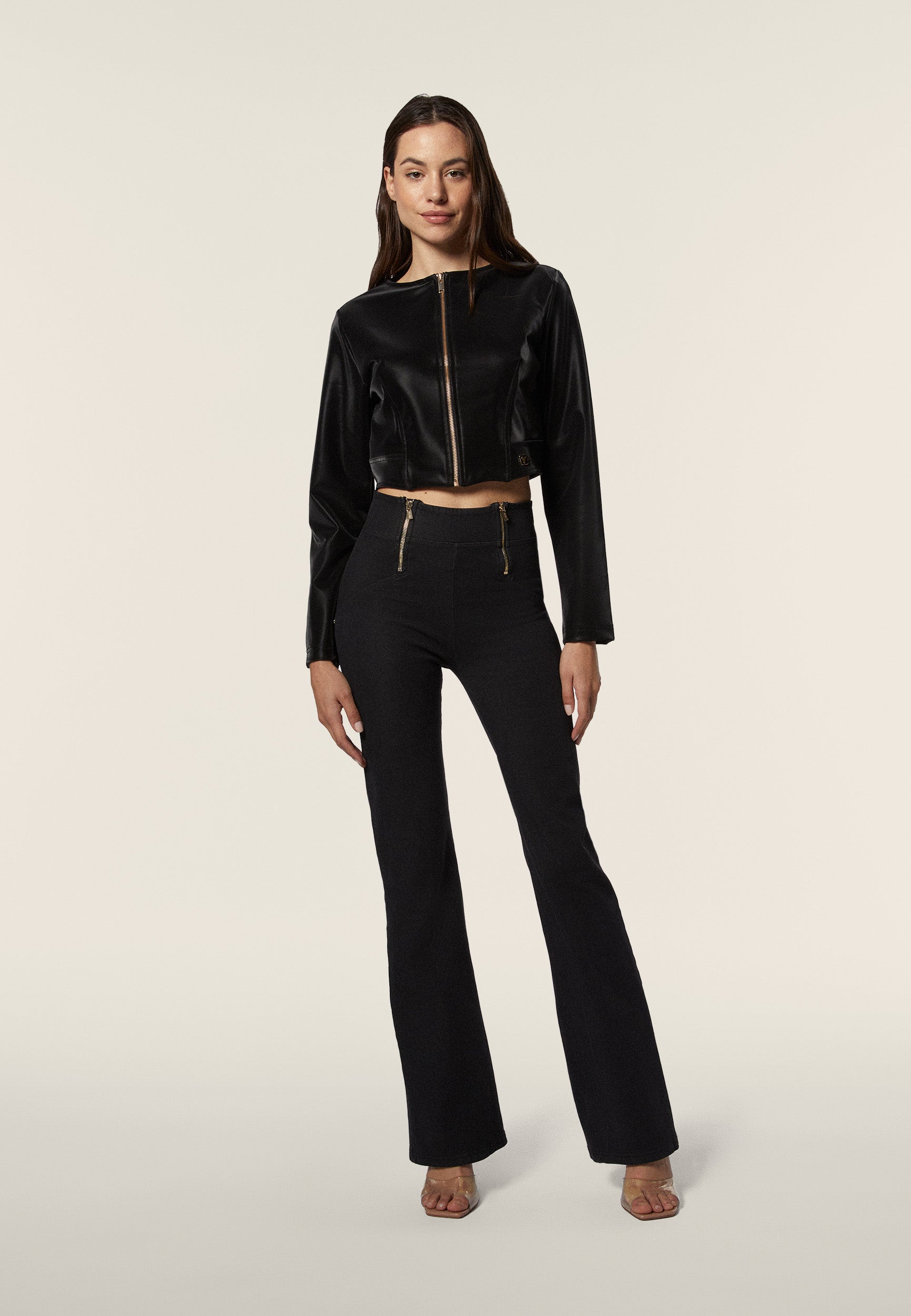 freddy-veste-courte-femme-similipelle-lucida-effet-wet-zip image 2