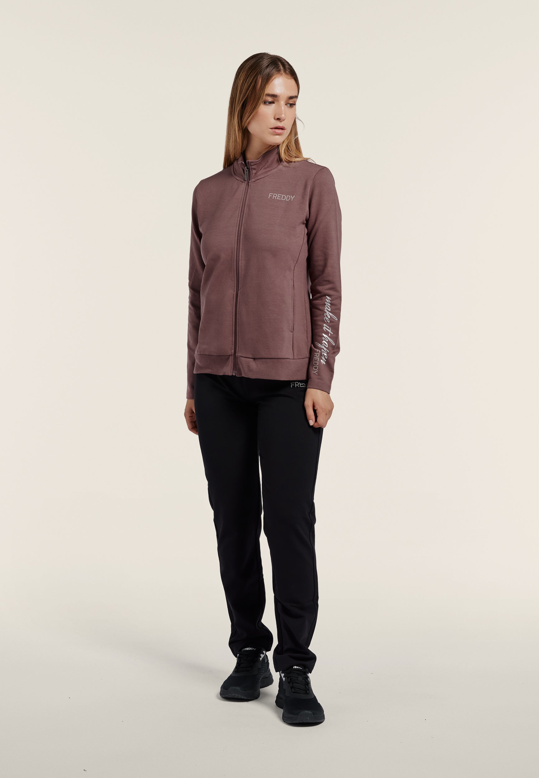 freddy-surv-tement-femme-zip-col-haut-molleton-gratt image 1