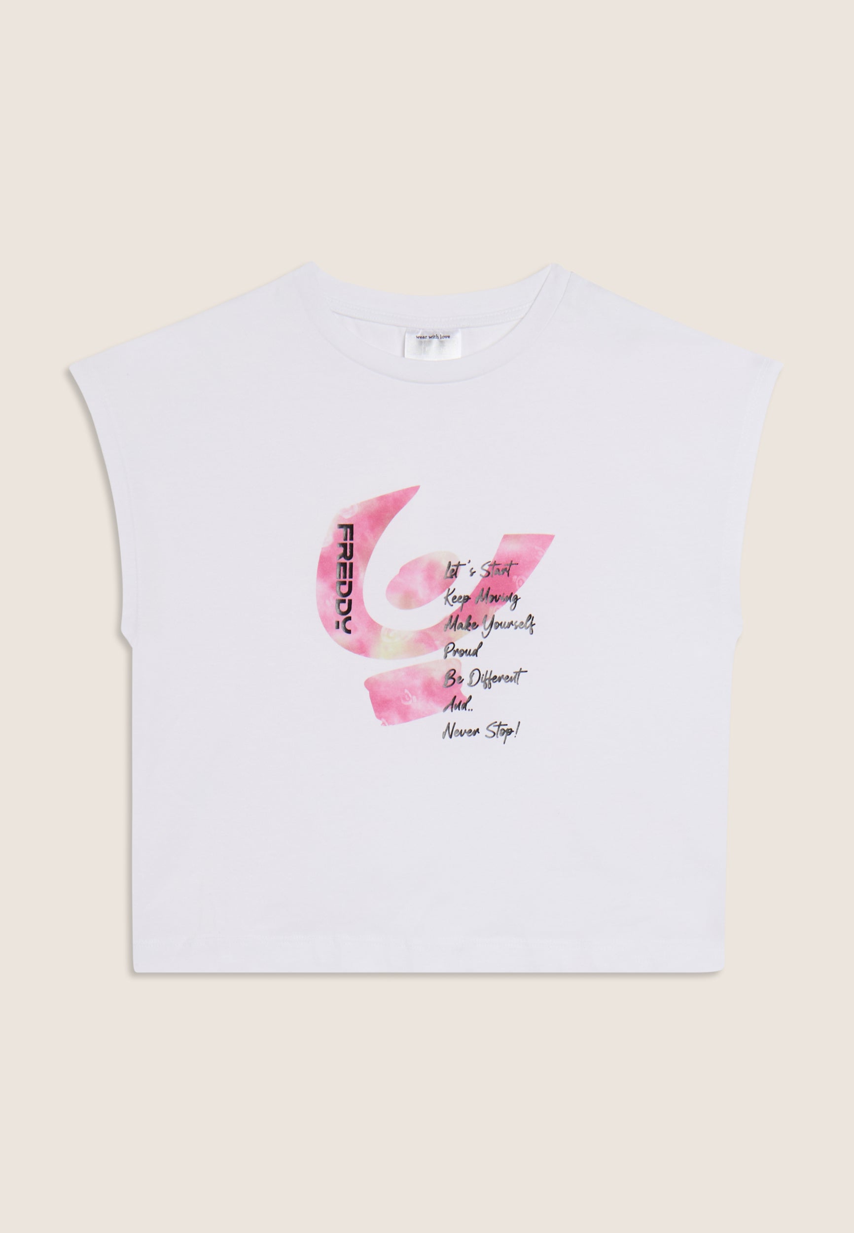 freddy-t-shirt-cropped-sans-manches-fille-maxi-logo-d-grad image 5