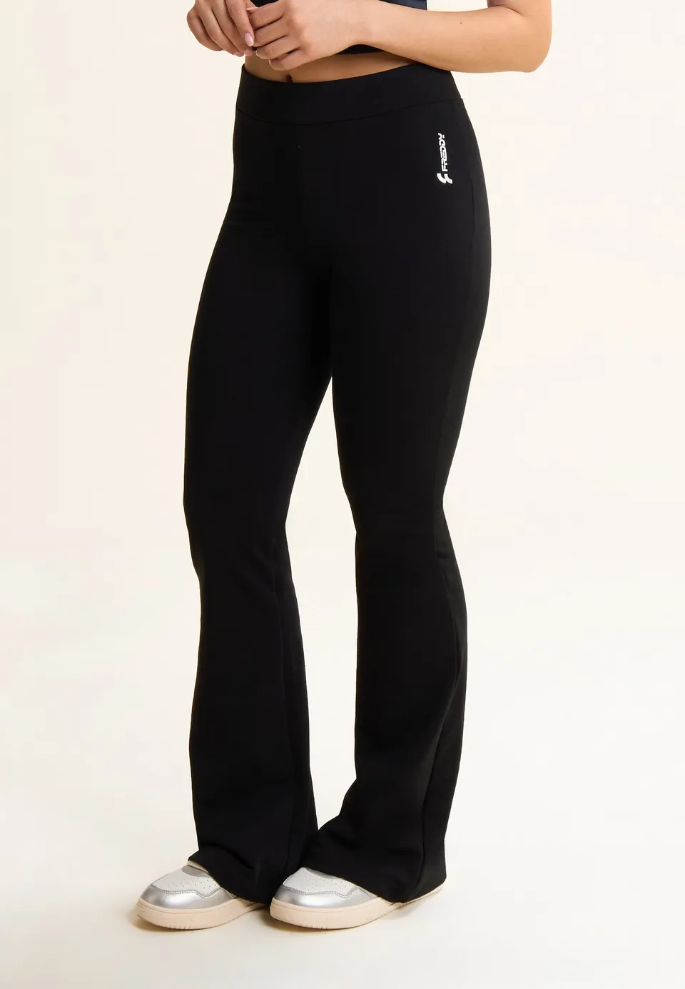 freddy-pantalon-slim-fit-noir-french-terry-taille-haute-fond-flare image 1