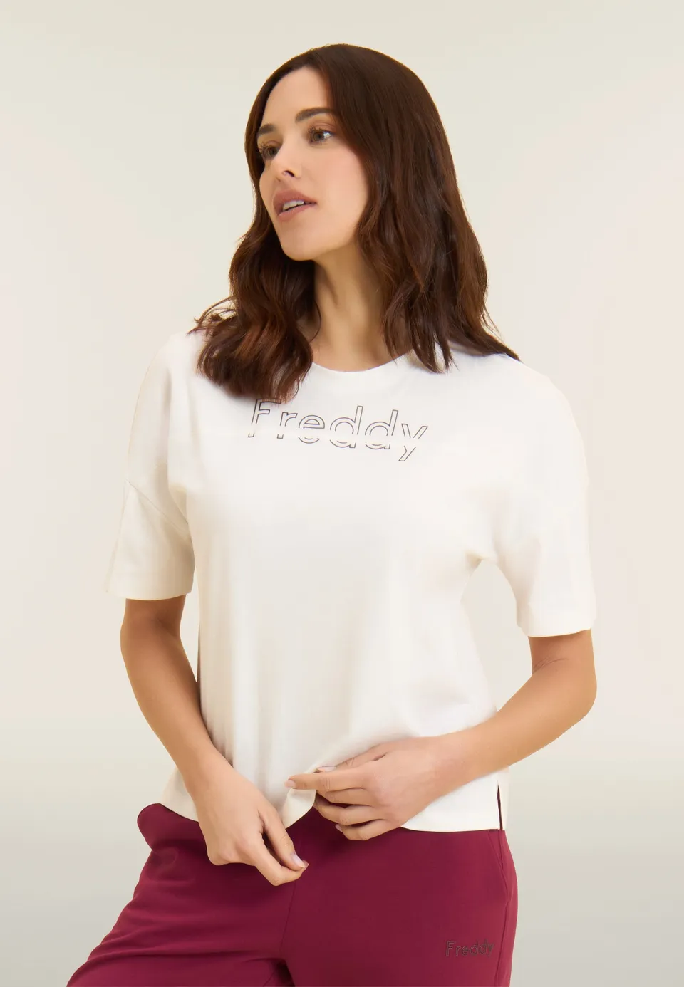 freddy-t-shirt-femme-boxy-cropped-col-rond-coton image 1