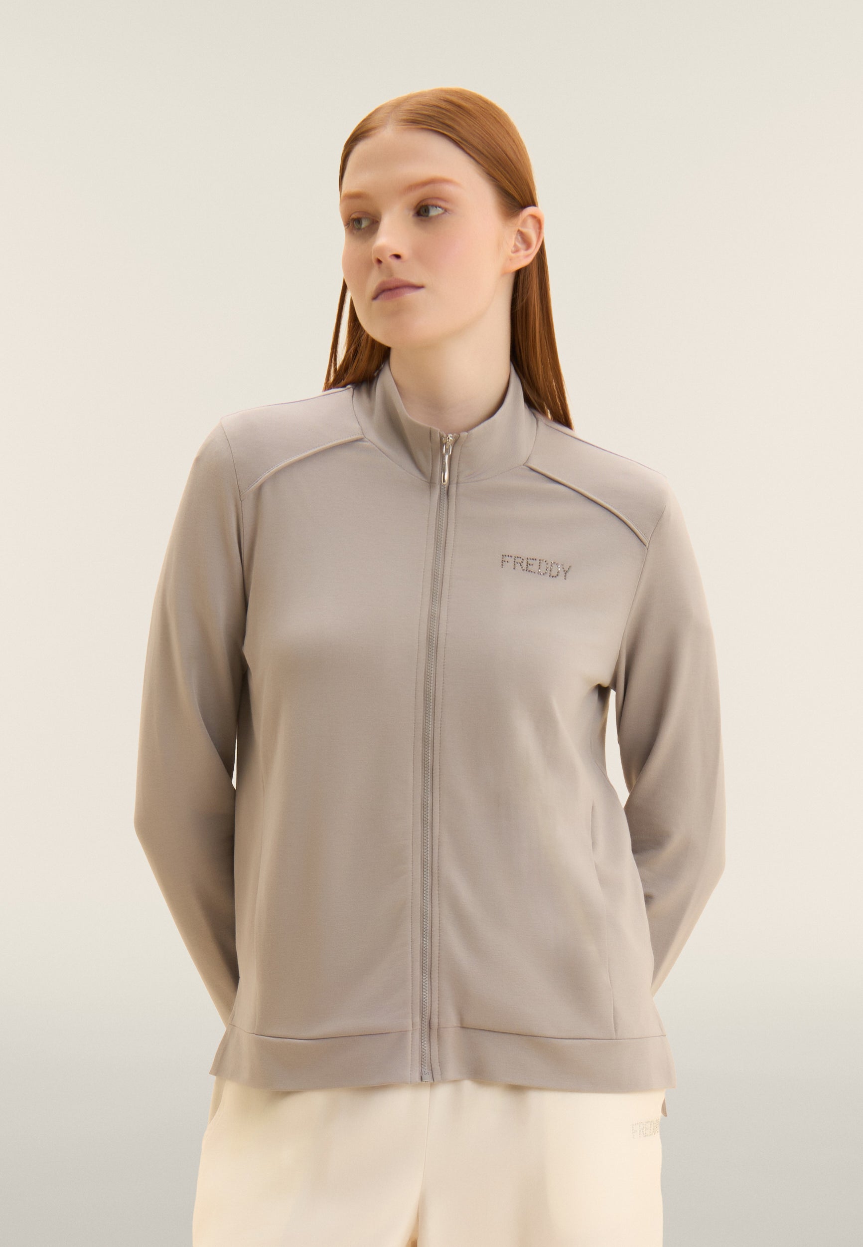 freddy-sweat-zipp-femme-bas-asym-trique-logo-strass image 1